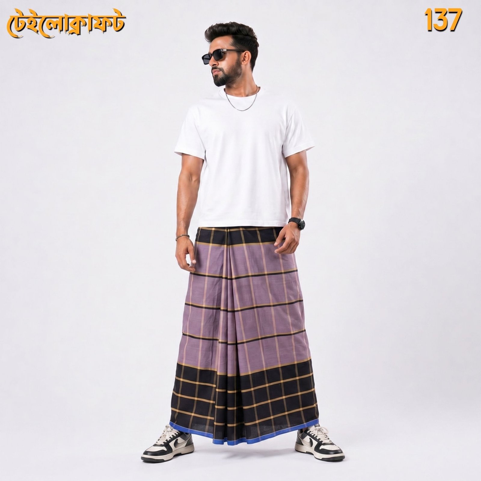 Tailocraft Men’s Pure Cotton Deep Lungi 5.5 Hand-137