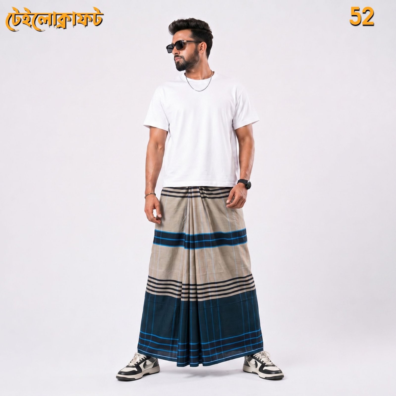 Tailocraft Men’s Pure Cotton Deep Lungi 5.5 Hand-52