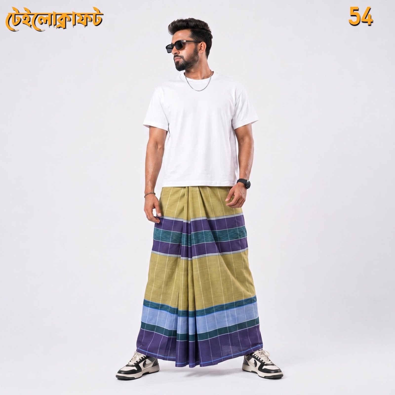 Tailocraft Men’s Pure Cotton Deep Lungi 5.5 Hand-54