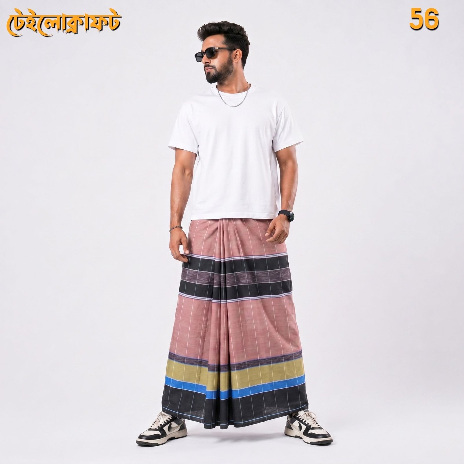 Tailocraft Men’s Pure Cotton Deep Lungi 5.5 Hand-56