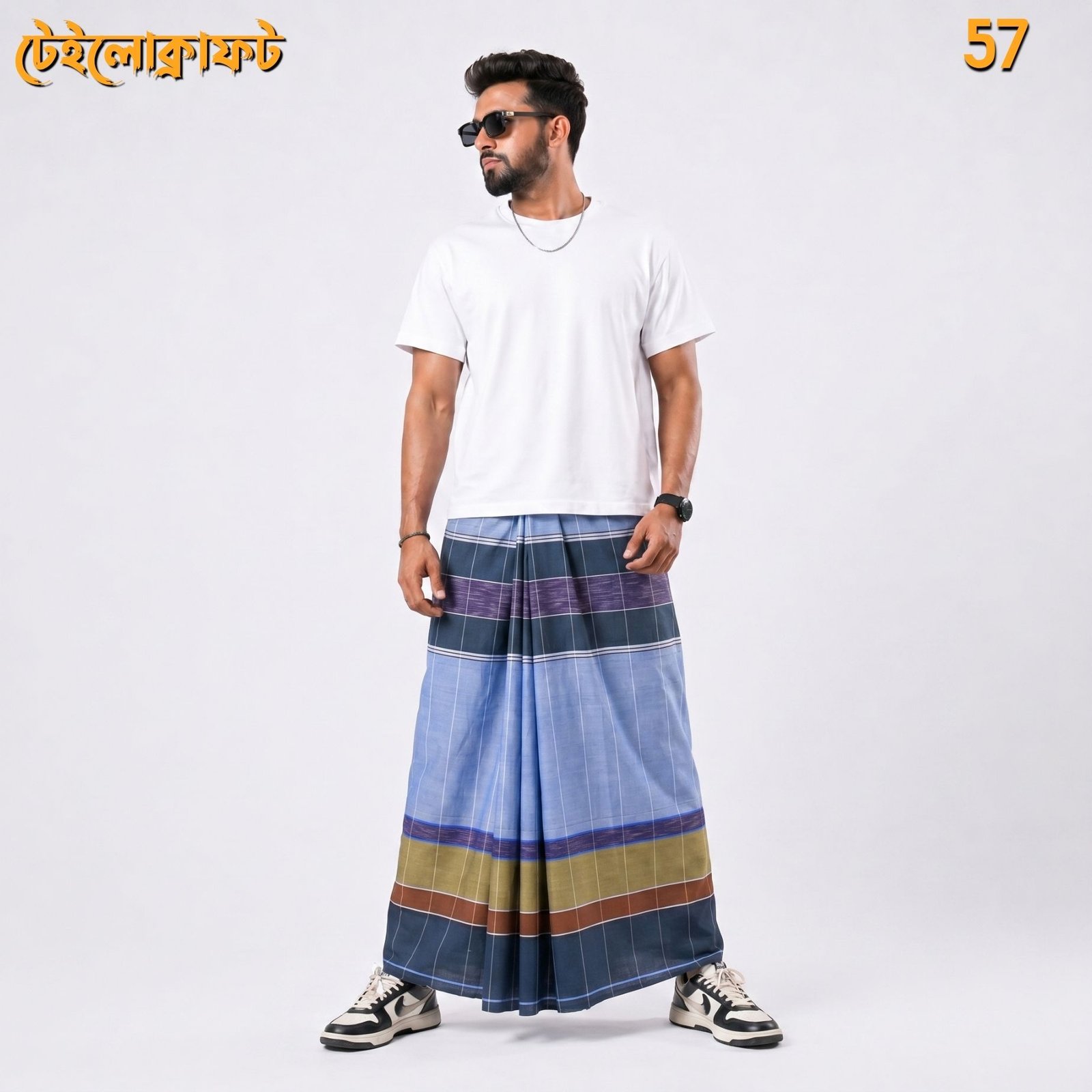Tailocraft Men’s Pure Cotton Deep Lungi 5.5 Hand-57