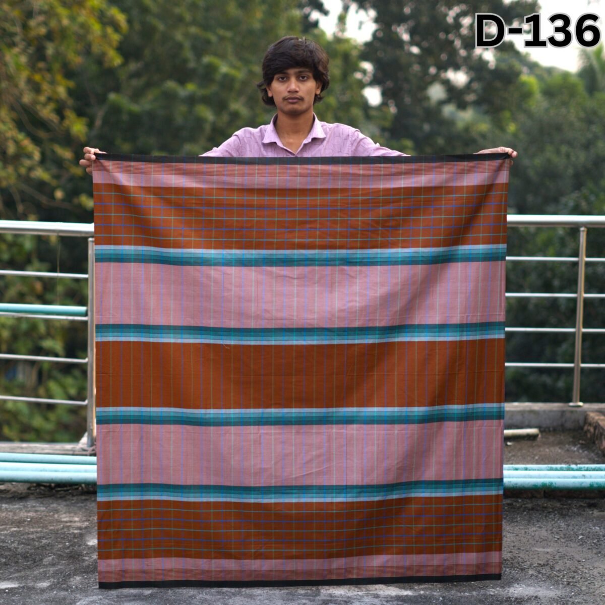 5.5 Hand Cotton Lungi Deep D-136