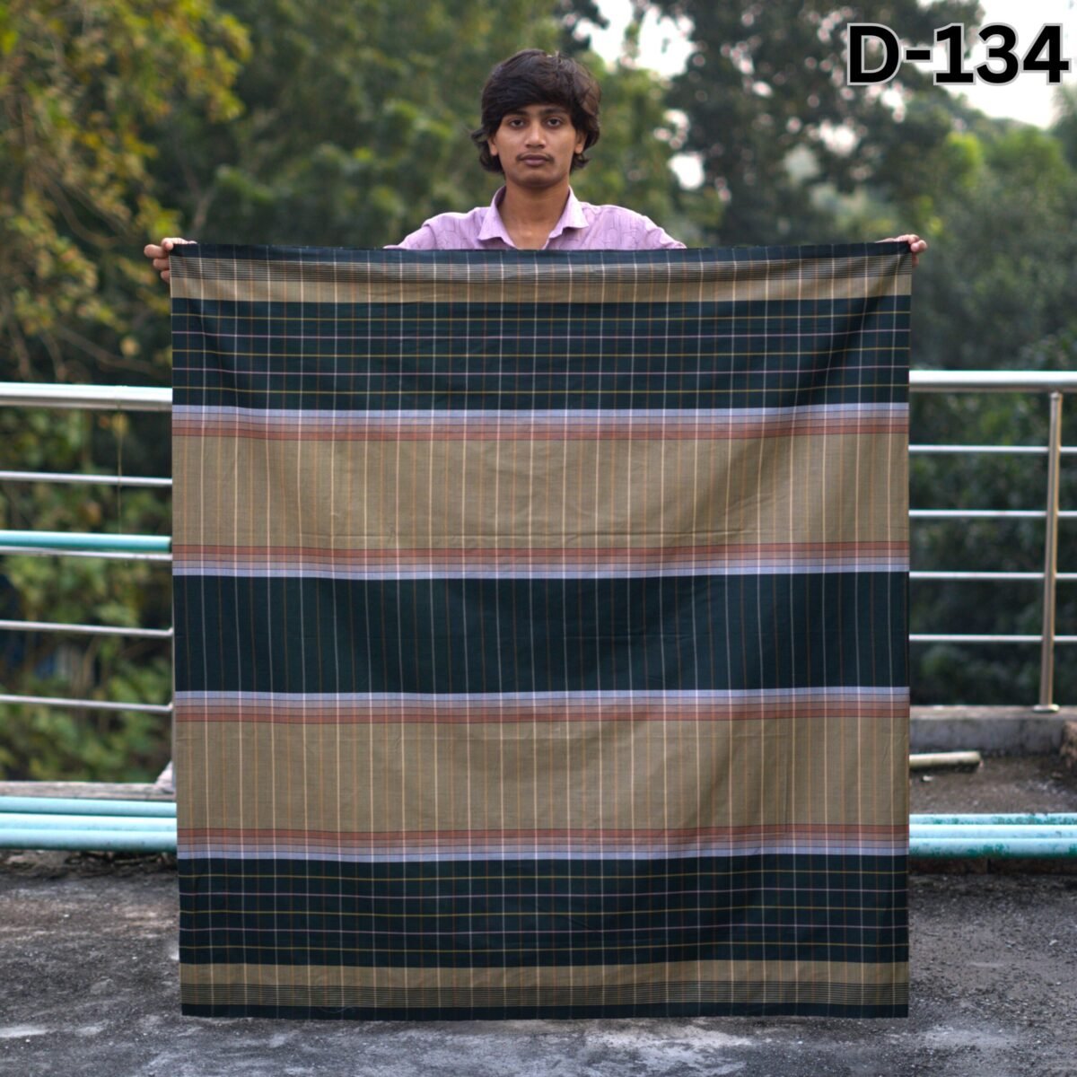 5.5 Hand Cotton Lungi Deep D-134