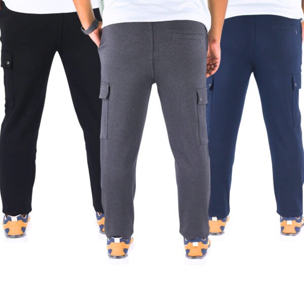 3 PCS Man Cargo Trouser-Black,Ash & Navy Blue