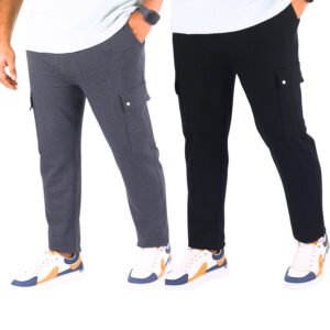 2PCS Man Cargo Trouser-Ash & Black