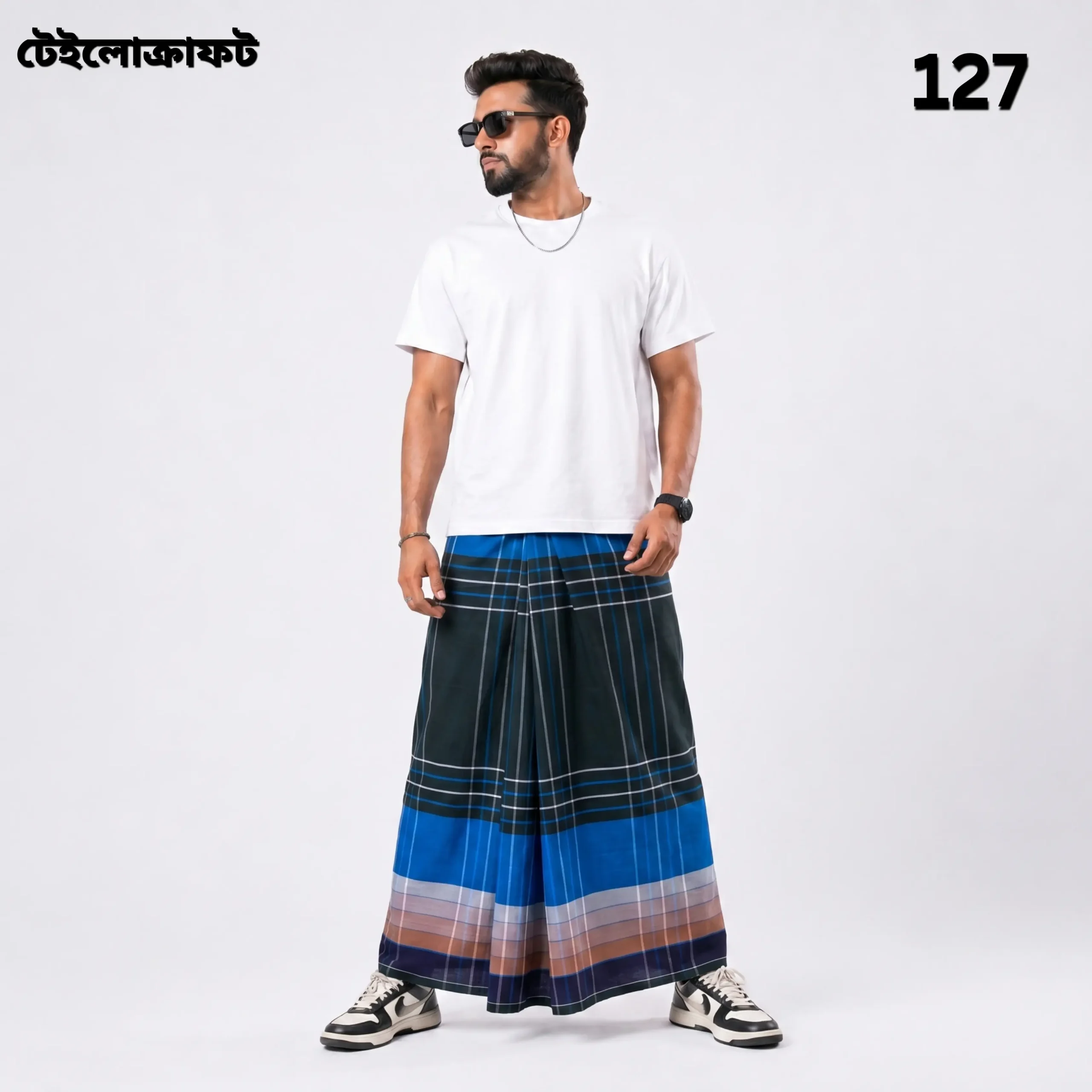 Tailocraft Men’s Pure Cotton Deep Lungi 5.5 Hand- 127