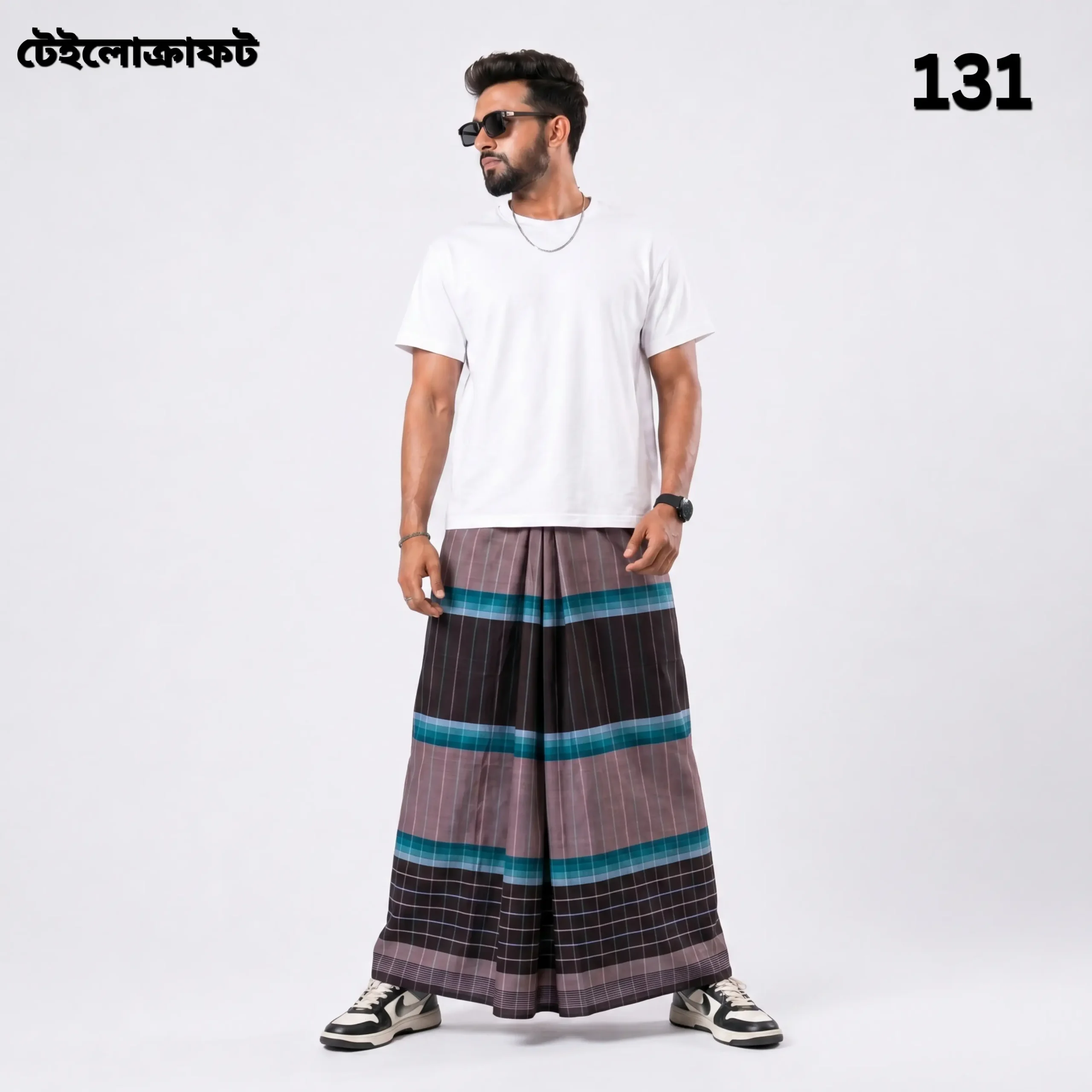 Tailocraft Men’s Pure Cotton Deep Lungi 5.5 Hand- 131