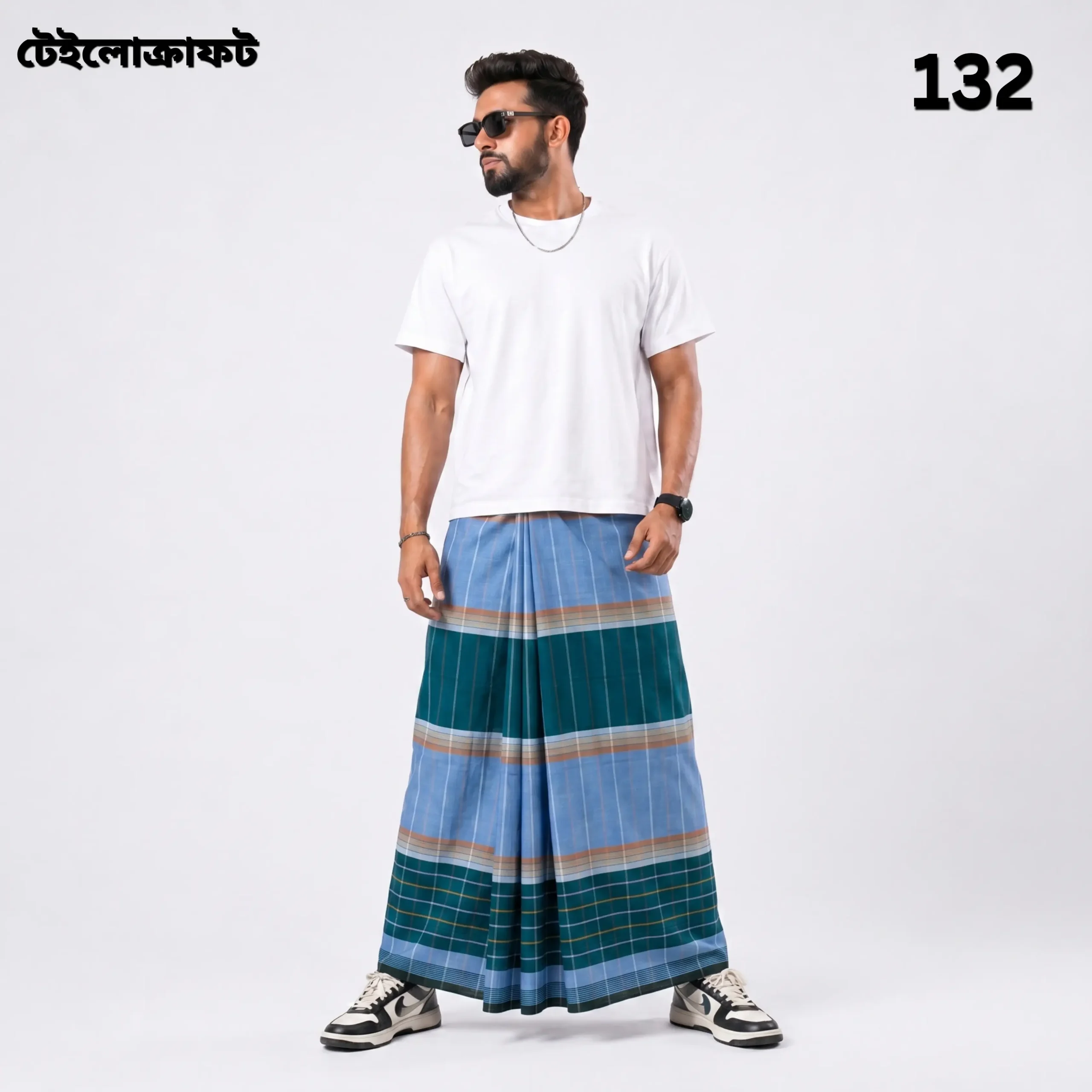 Tailocraft Men’s Pure Cotton Deep Lungi 5.5 Hand- 132