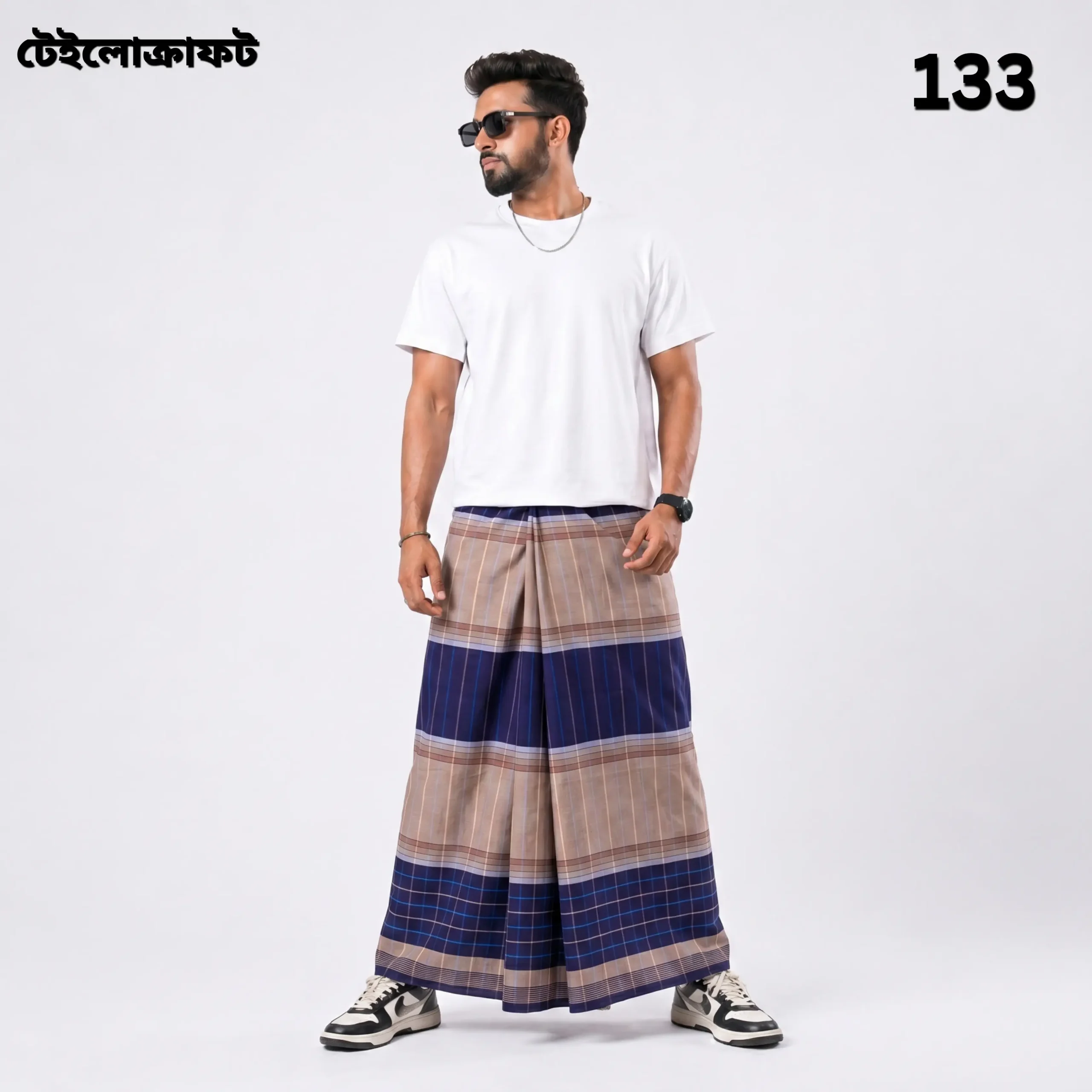 Tailocraft Men’s Pure Cotton Deep Lungi 5.5 Hand- 133