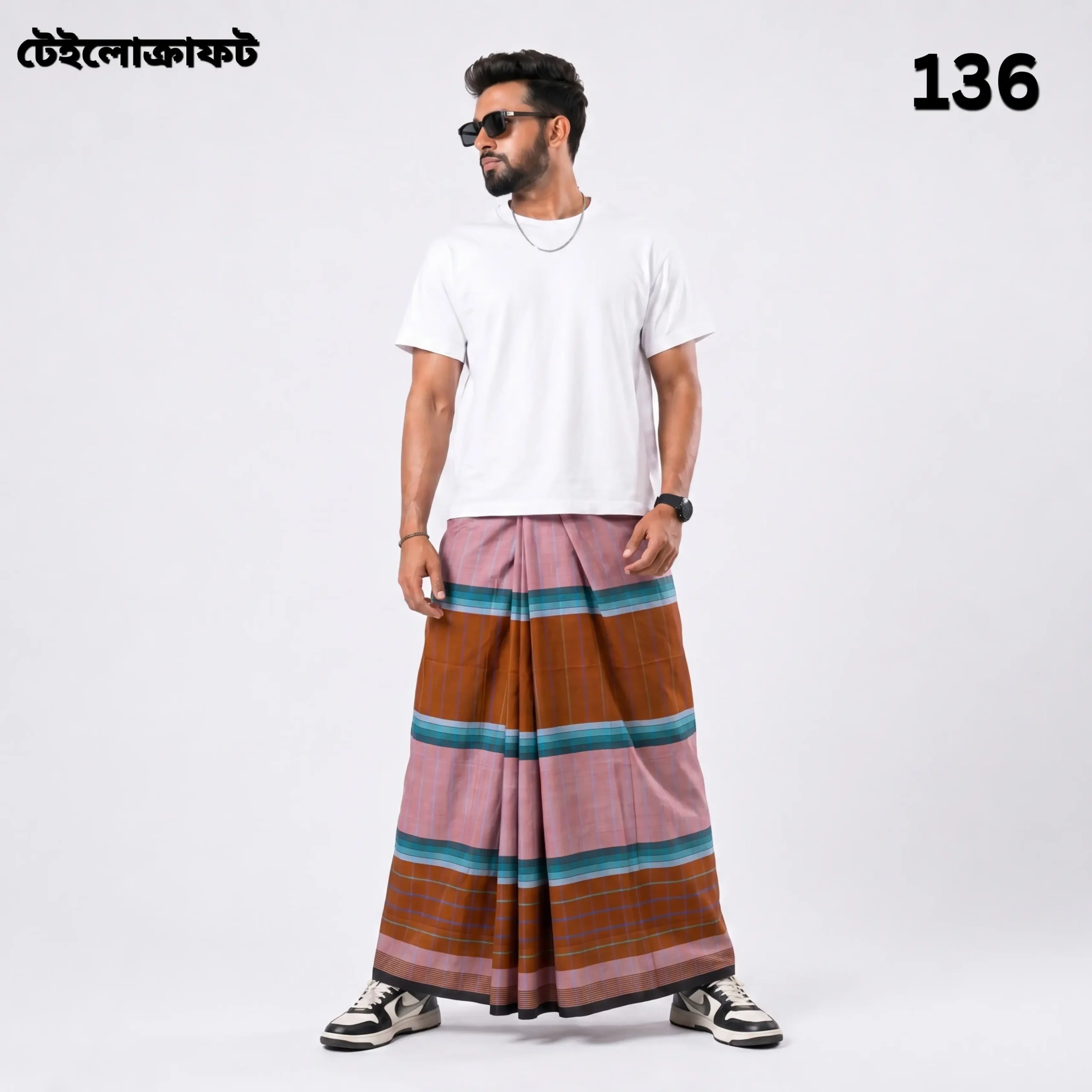 Tailocraft Men’s Pure Cotton Deep Lungi 5.5 Hand- 136