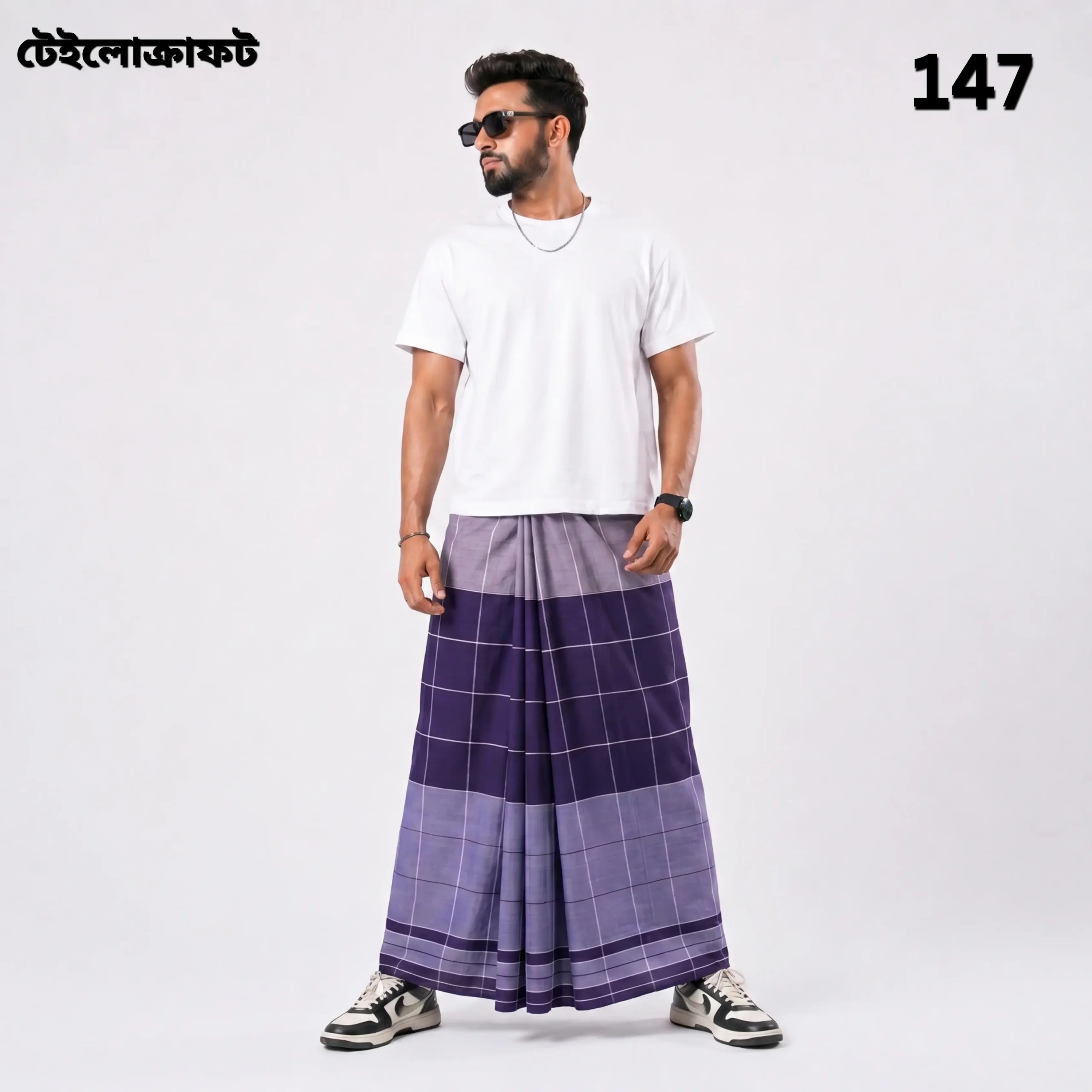 Tailocraft Men’s Pure Cotton Deep Lungi 5.5 Hand- 147