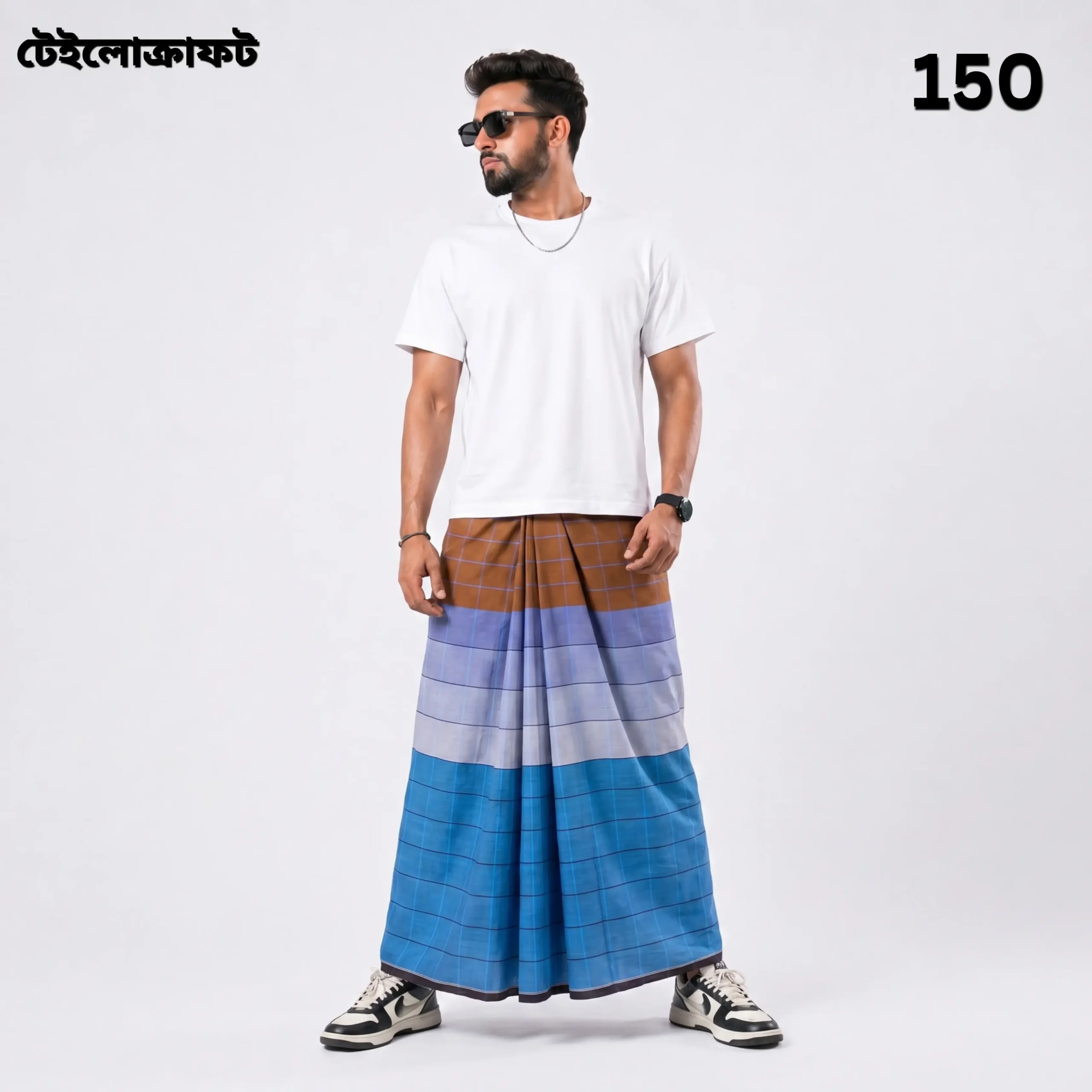 Tailocraft Men’s Pure Cotton Deep Lungi 5.5 Hand- 150