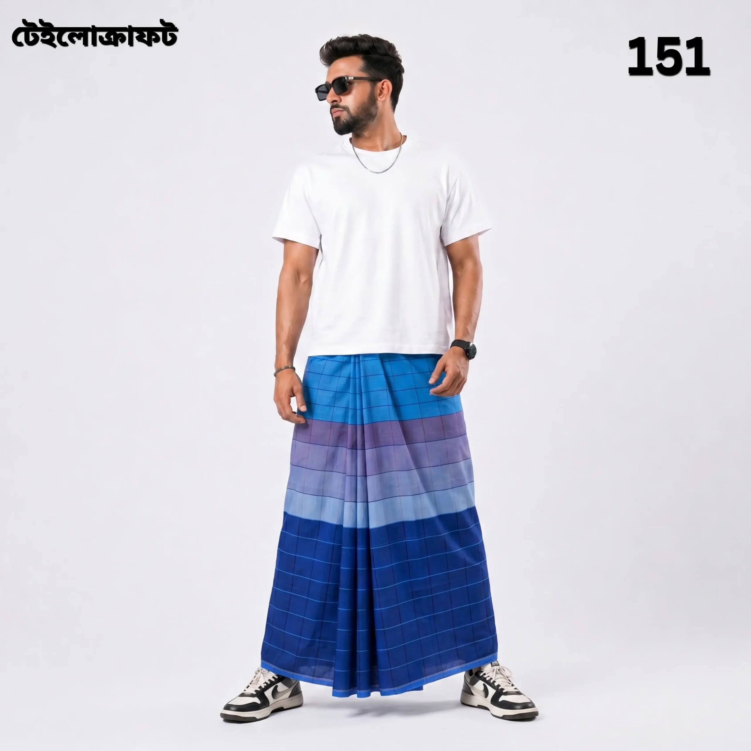 Tailocraft Men’s Pure Cotton Deep Lungi 5.5 Hand- 151