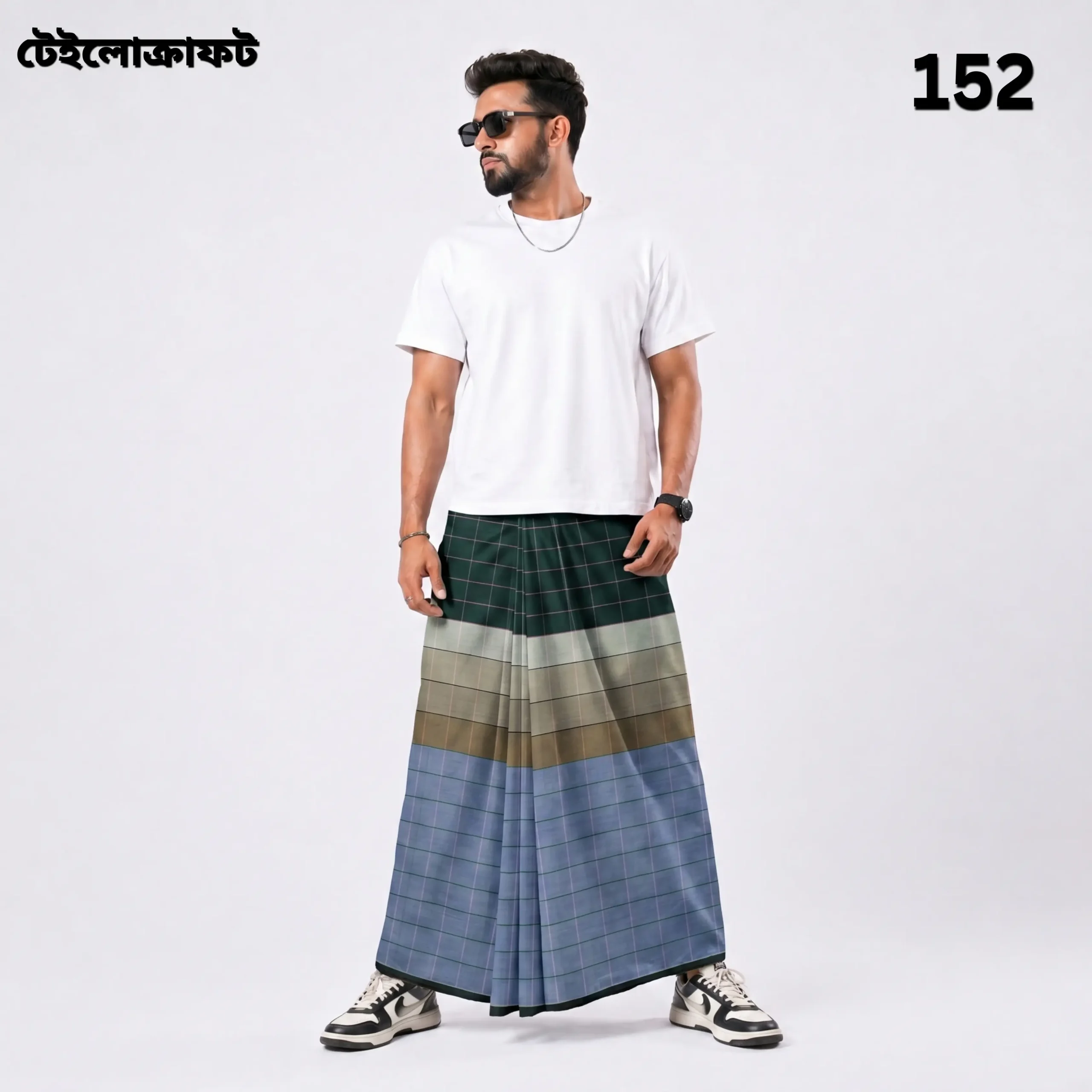 Tailocraft Men’s Pure Cotton Deep Lungi 5.5 Hand- 152