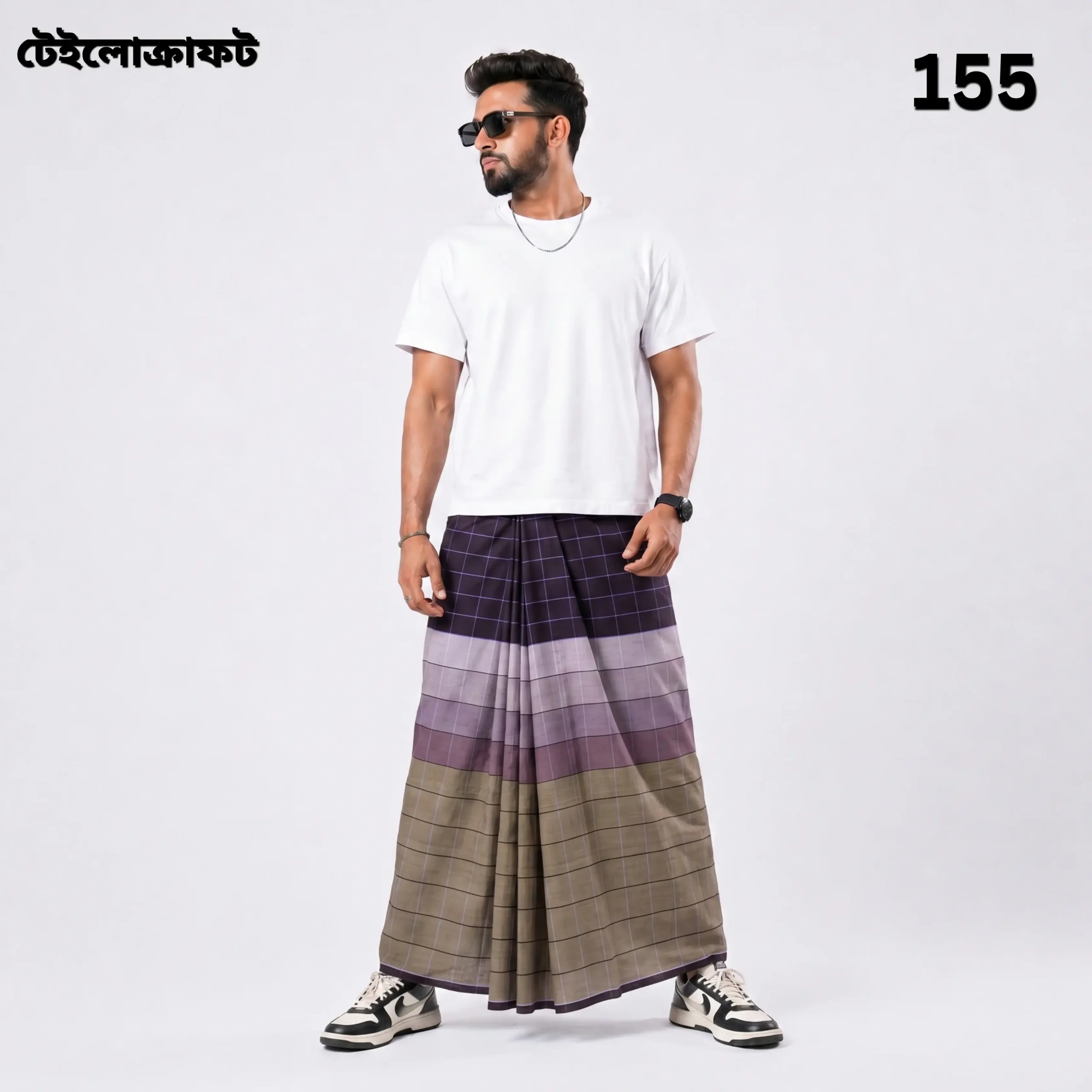 Tailocraft Men’s Pure Cotton Deep Lungi 5.5 Hand- 155