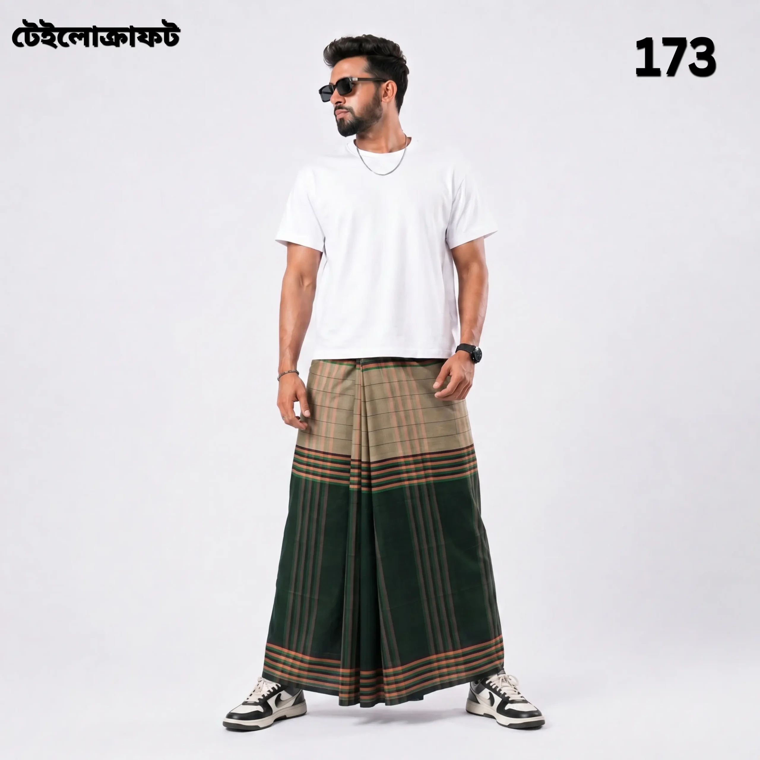 Tailocraft Men’s Pure Cotton Deep Lungi 5.5 Hand- 173
