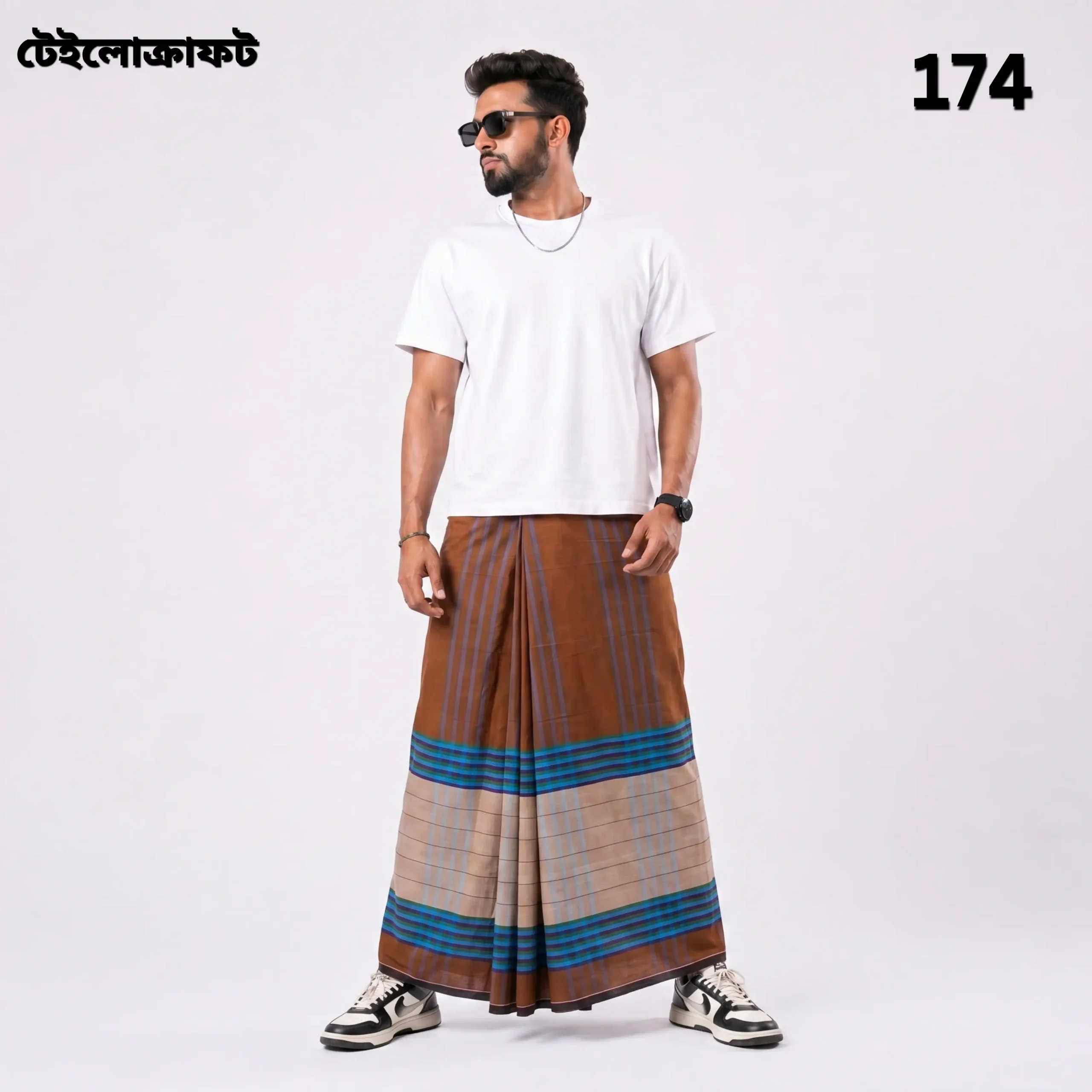 Tailocraft Men’s Pure Cotton Deep Lungi 5.5 Hand- 174