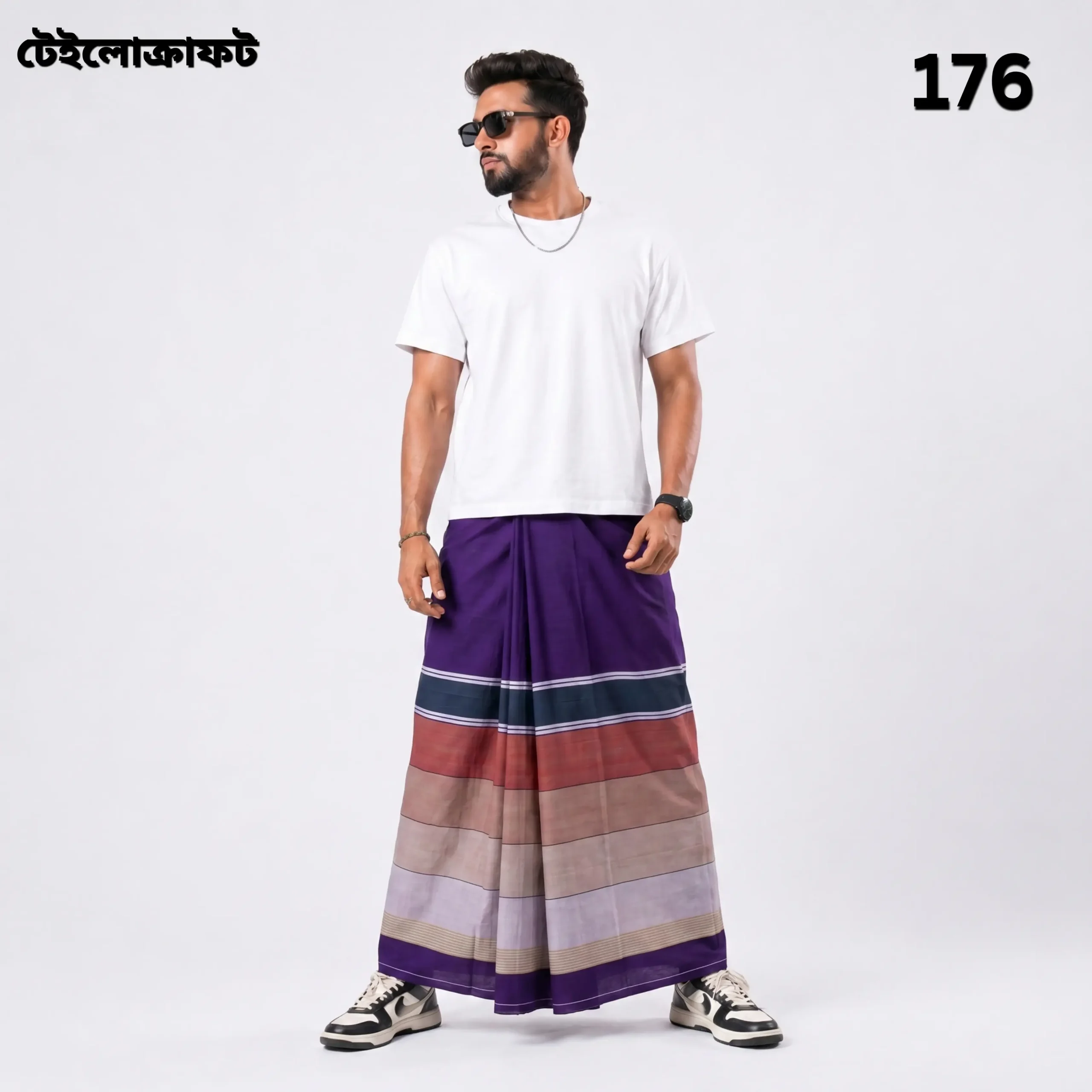 Tailocraft Men’s Pure Cotton Deep Lungi 5.5 Hand- 176