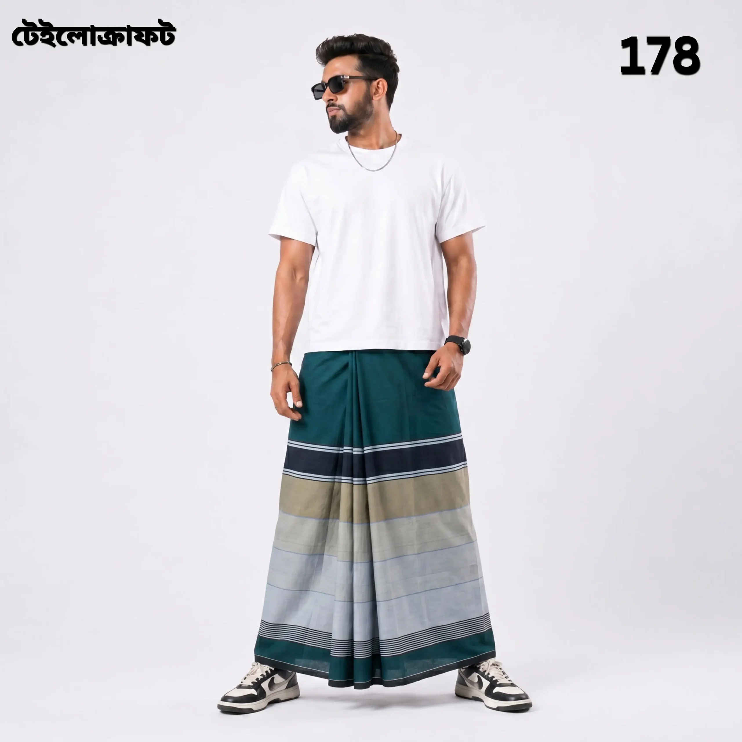Tailocraft Men’s Pure Cotton Deep Lungi 5.5 Hand- 178