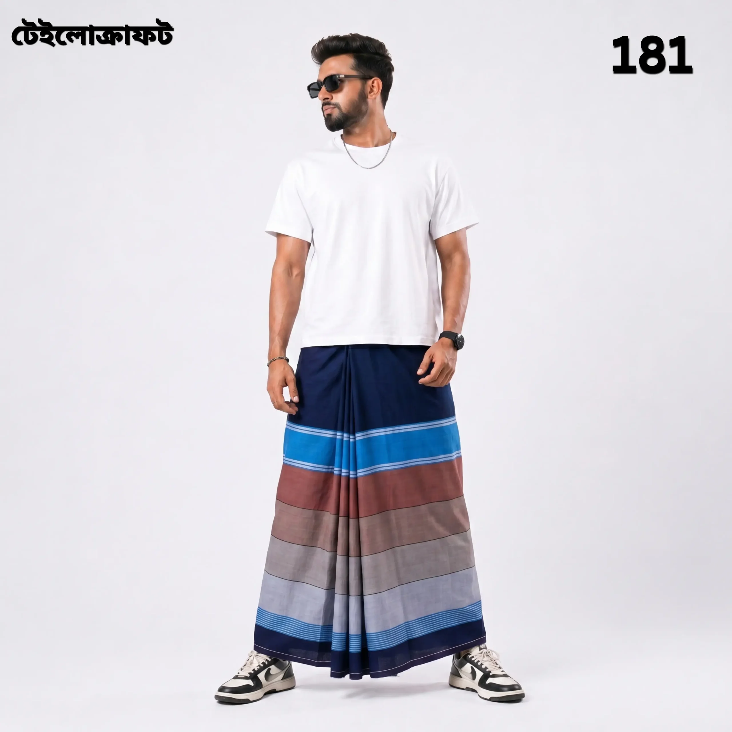 Tailocraft Men’s Pure Cotton Deep Lungi 5.5 Hand- 181