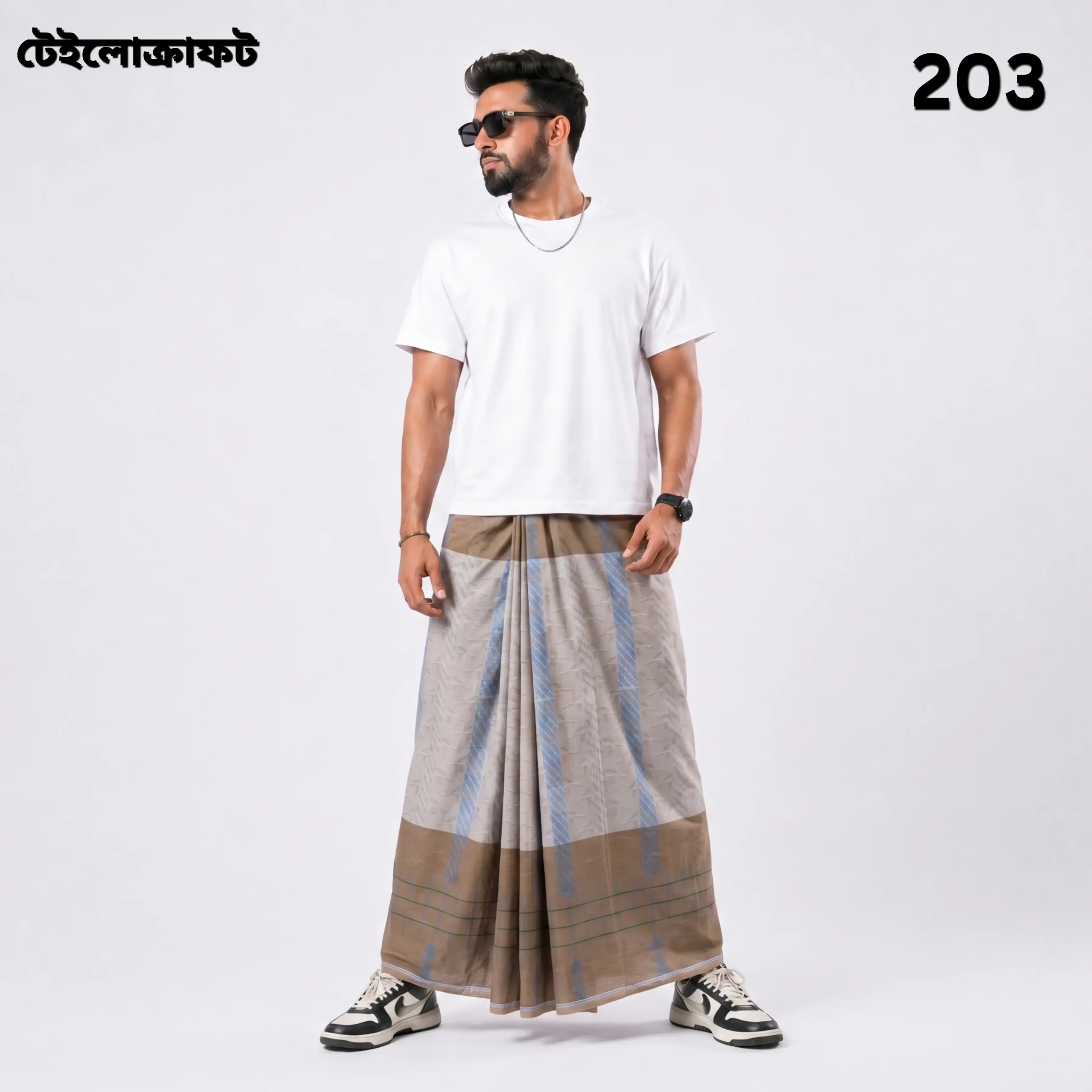 Tailocraft Men’s Pure Cotton Karukaj Lungi 5.5 Hand-203