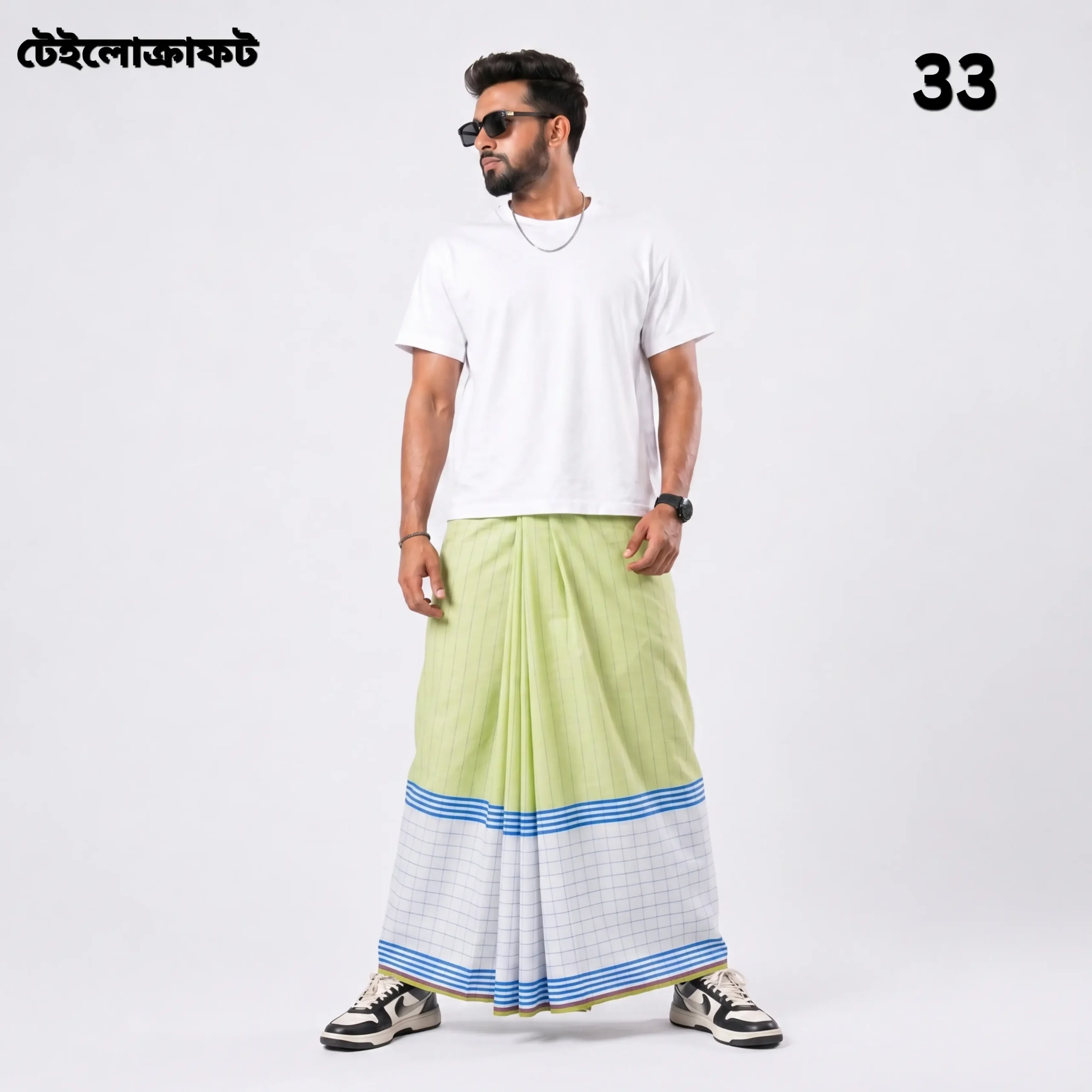 Tailocraft Men’s Pure Cotton Light Lungi 5.5 Hand-33