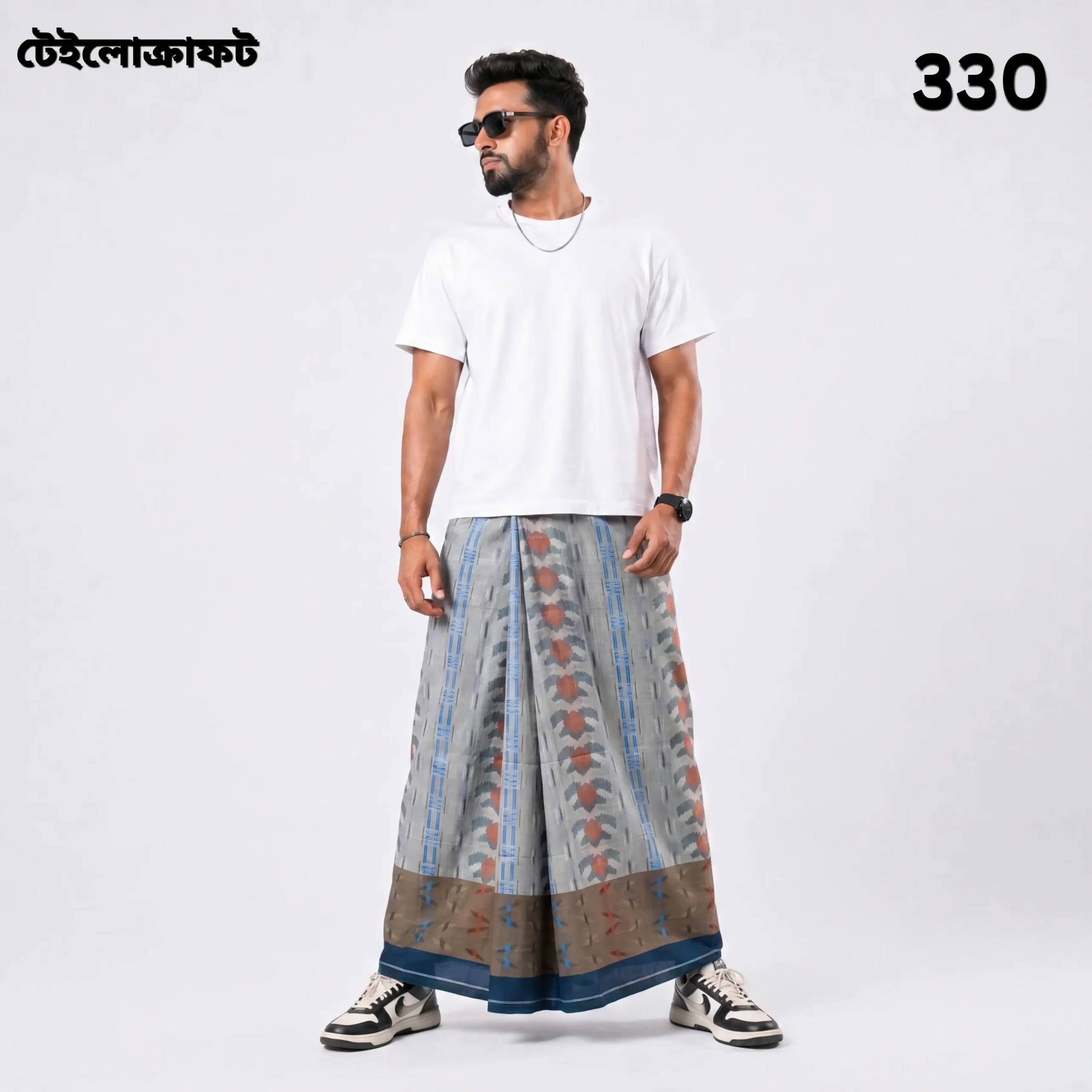 Tailocraft Men’s Pure Cotton Karukaj Lungi 5.5 Hand-330