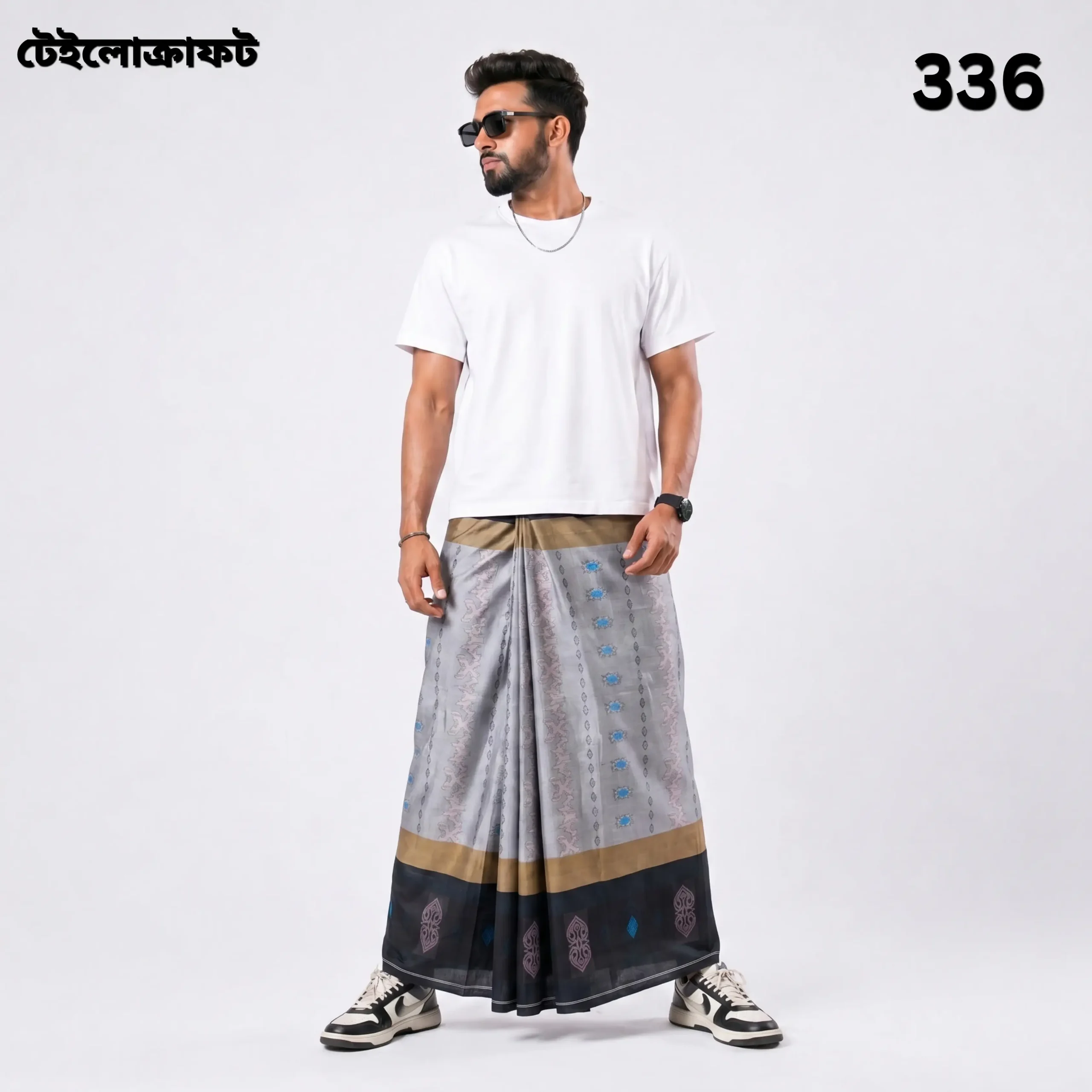 Tailocraft Men’s Pure Cotton Karukaj Lungi 5.5 Hand-336