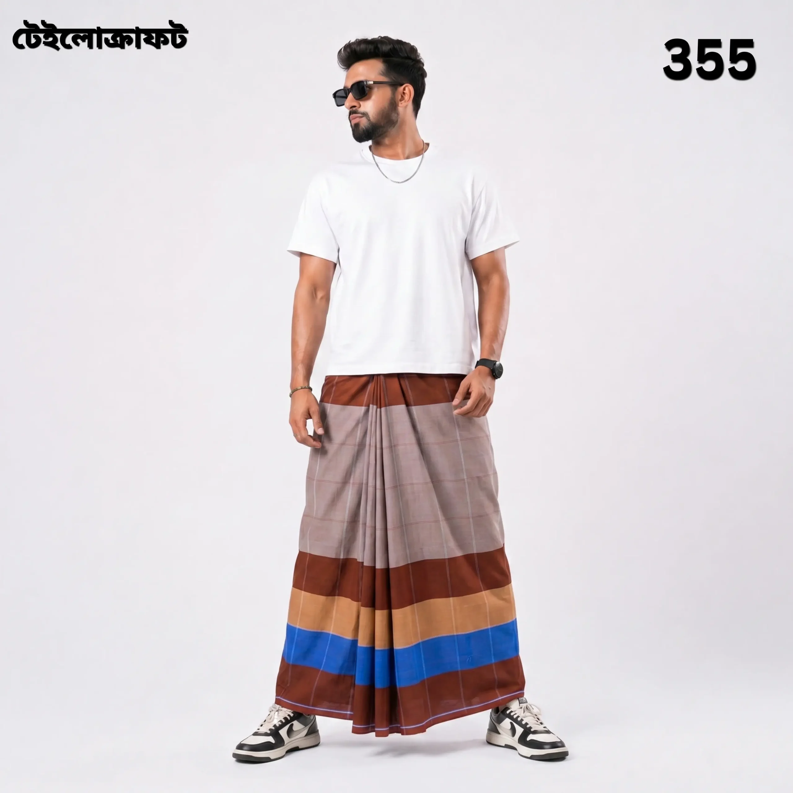 Tailocraft Men’s Pure Cotton Deep Lungi 5.5 Hand- 355