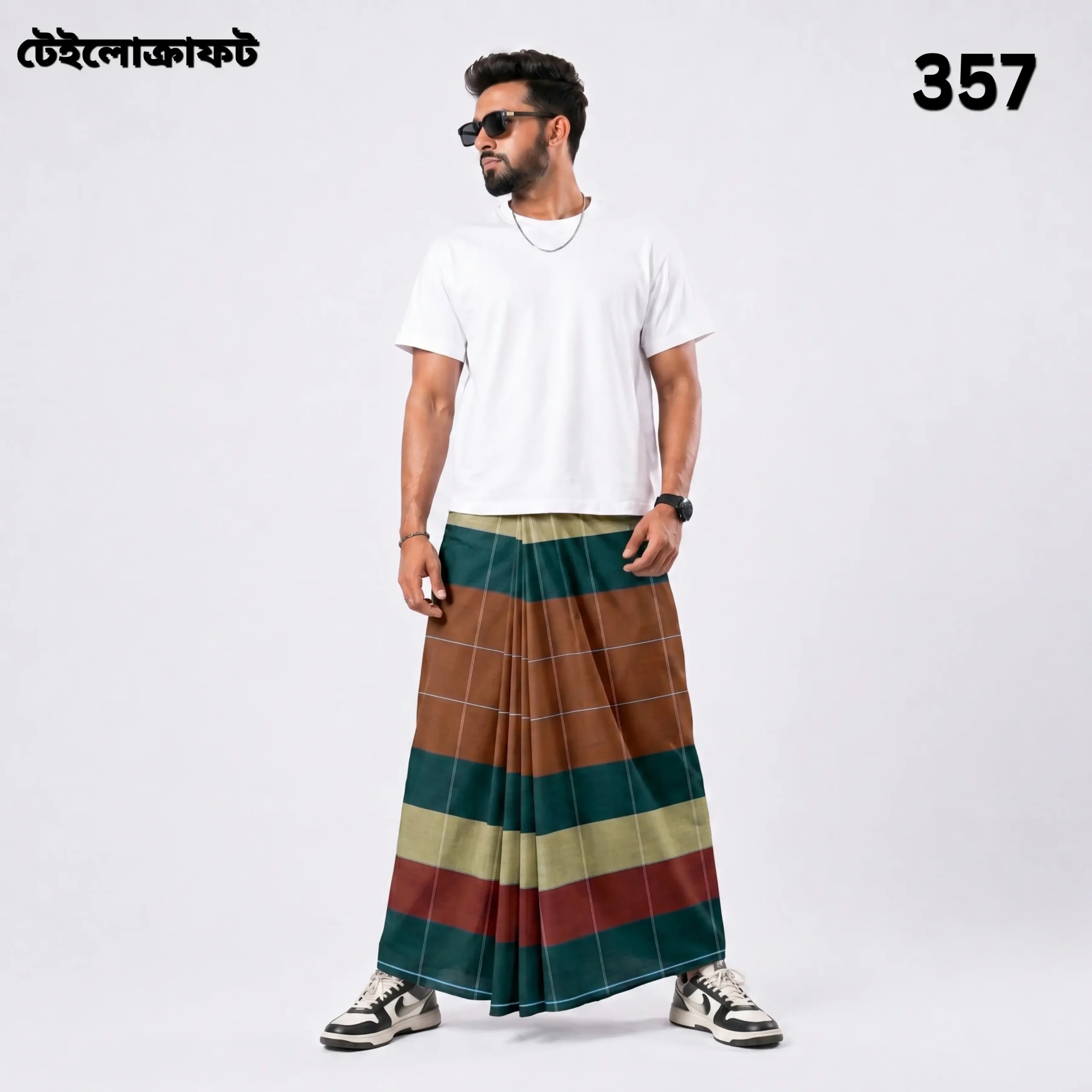 Tailocraft Men’s Pure Cotton Deep Lungi 5.5 Hand- 357