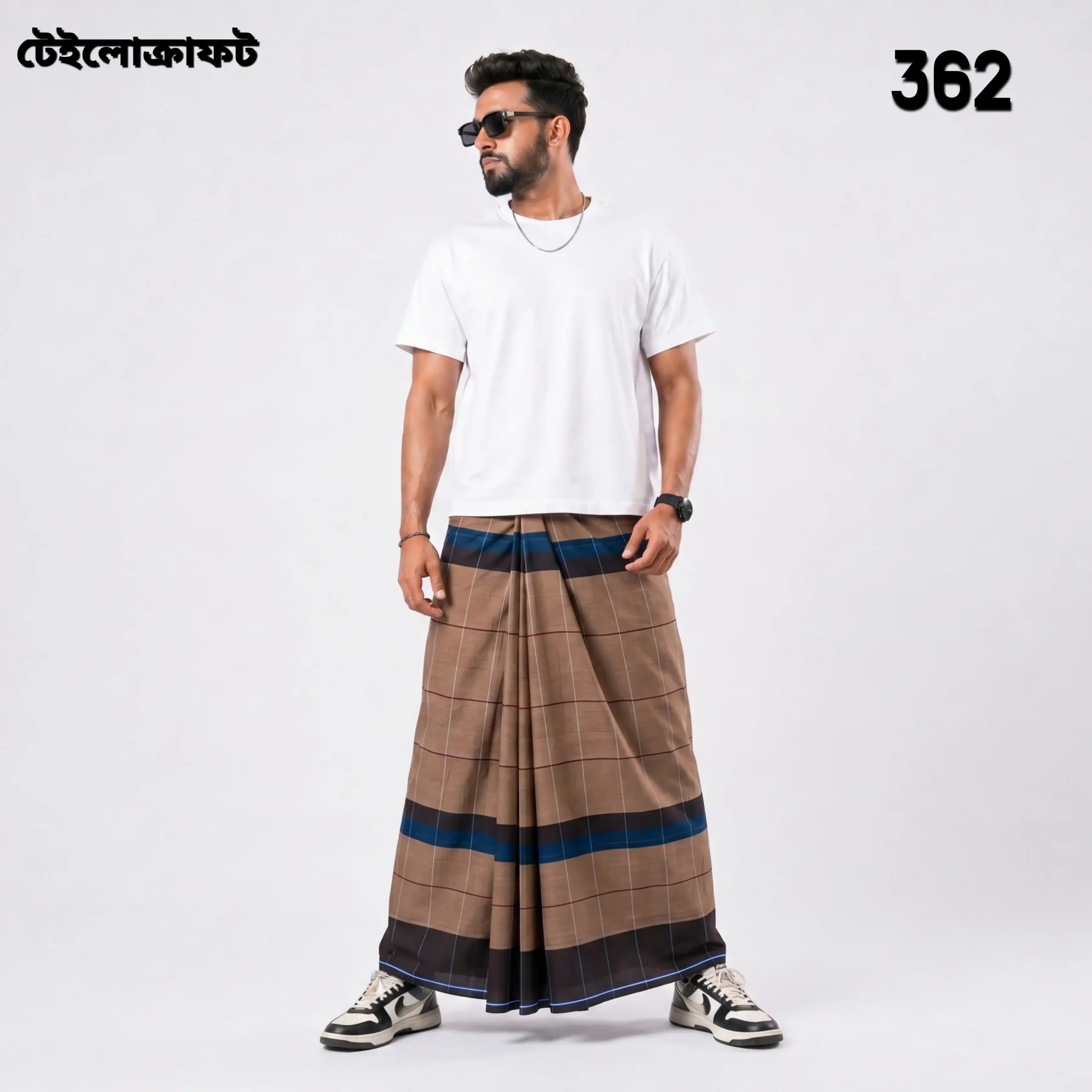 Tailocraft Men’s Pure Cotton Deep Lungi 5.5 Hand- 362