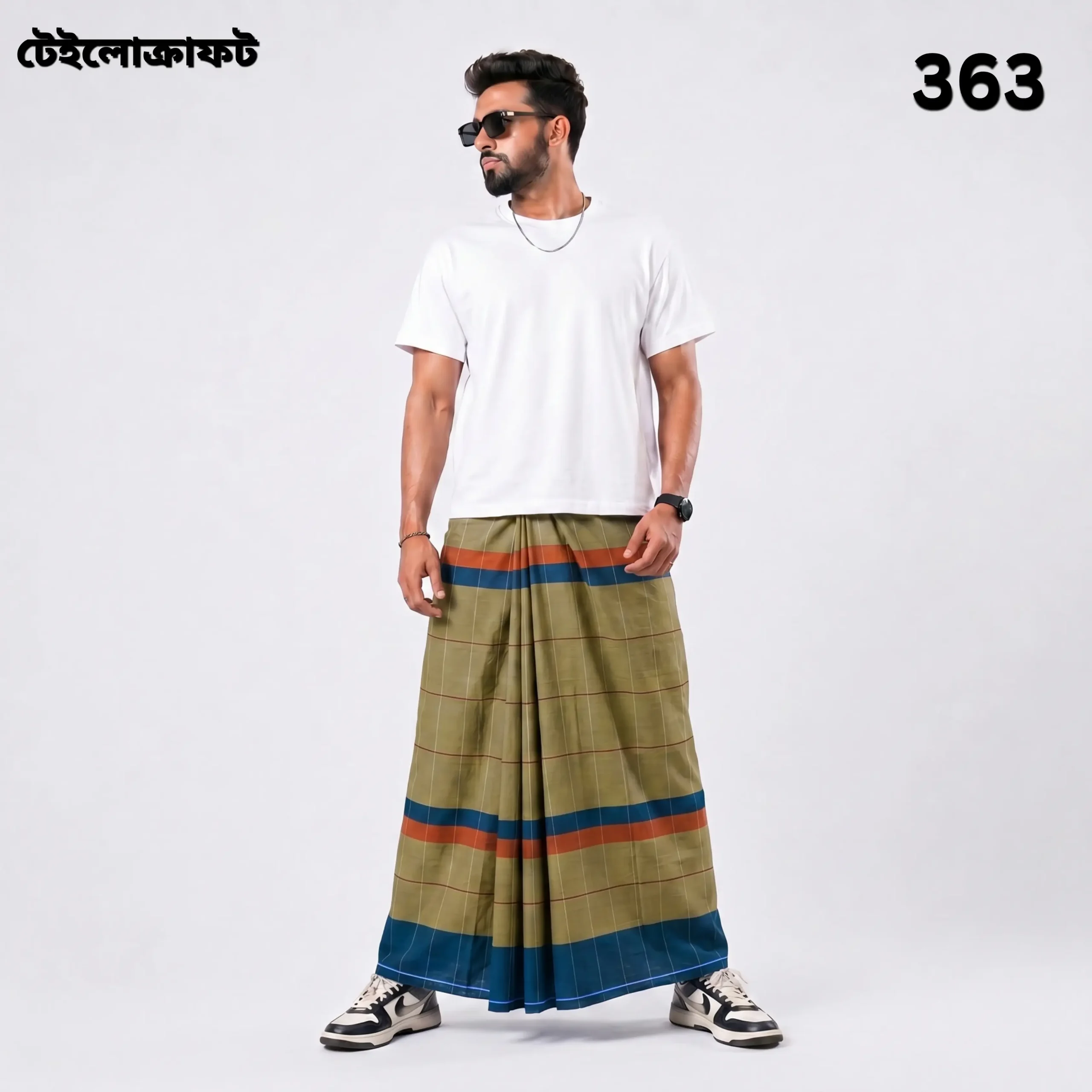 Tailocraft Men’s Pure Cotton Deep Lungi 5.5 Hand- 363