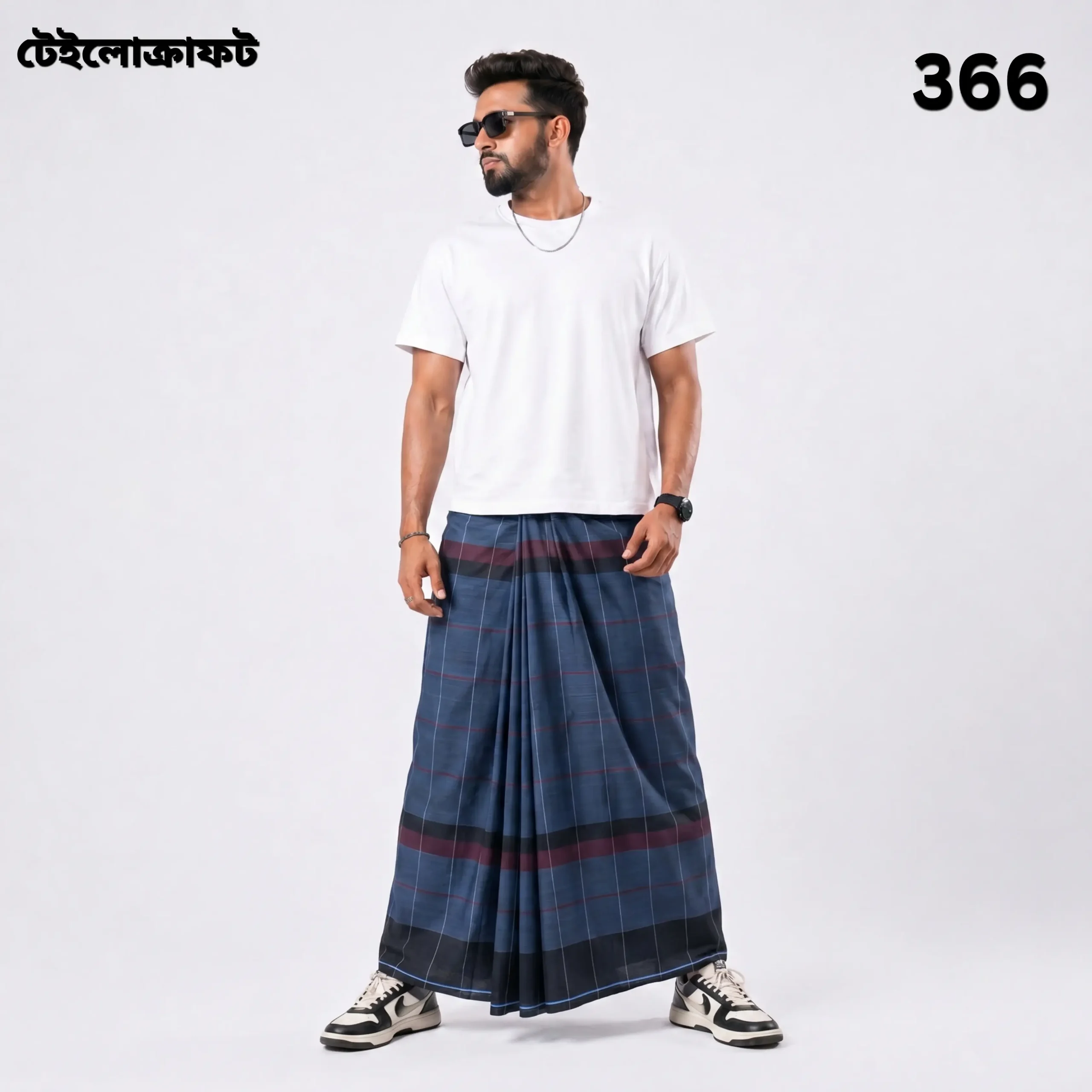 Tailocraft Men’s Pure Cotton Deep Lungi 5.5 Hand- 366