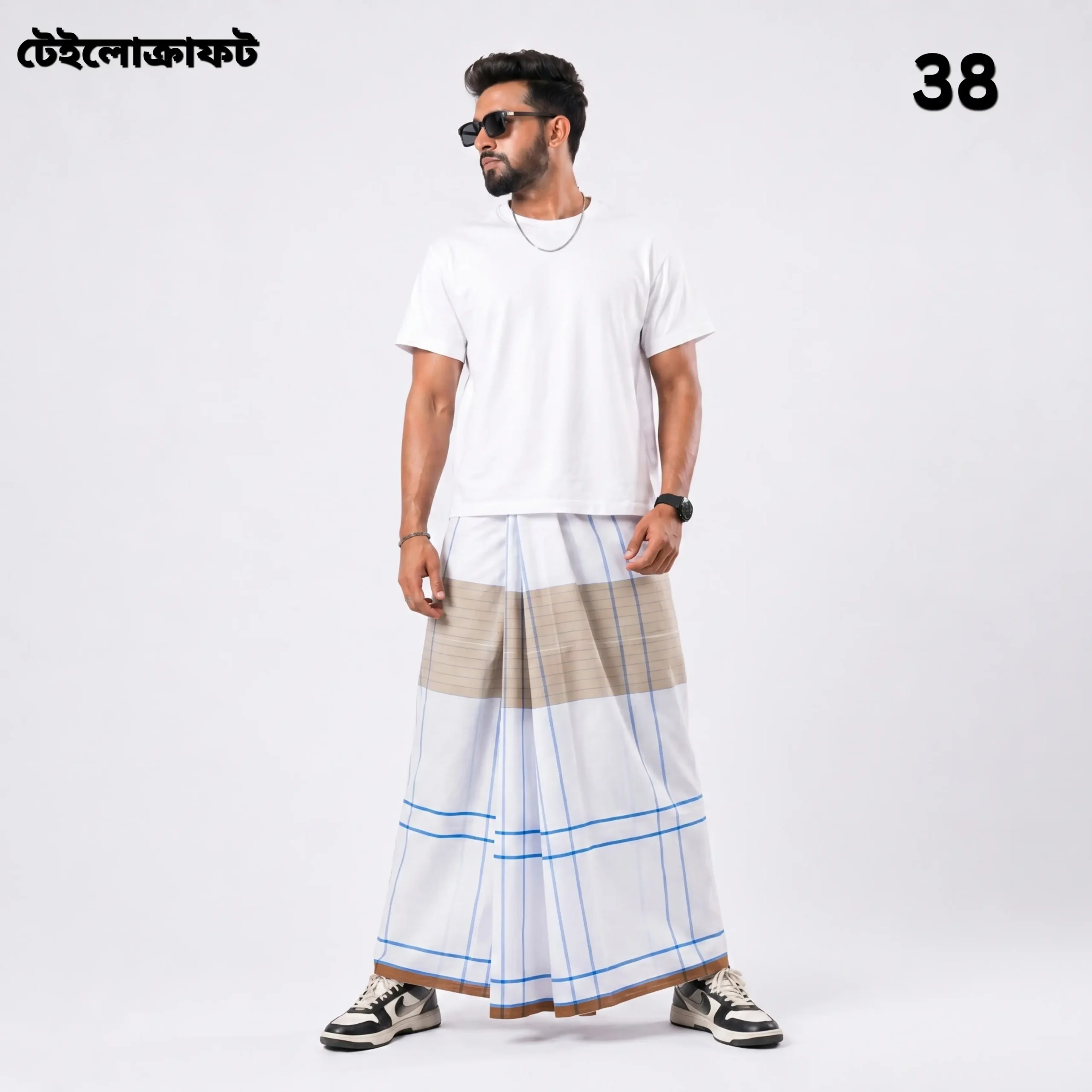 Tailocraft Men’s Pure Cotton Light Lungi 5.5 Hand-38