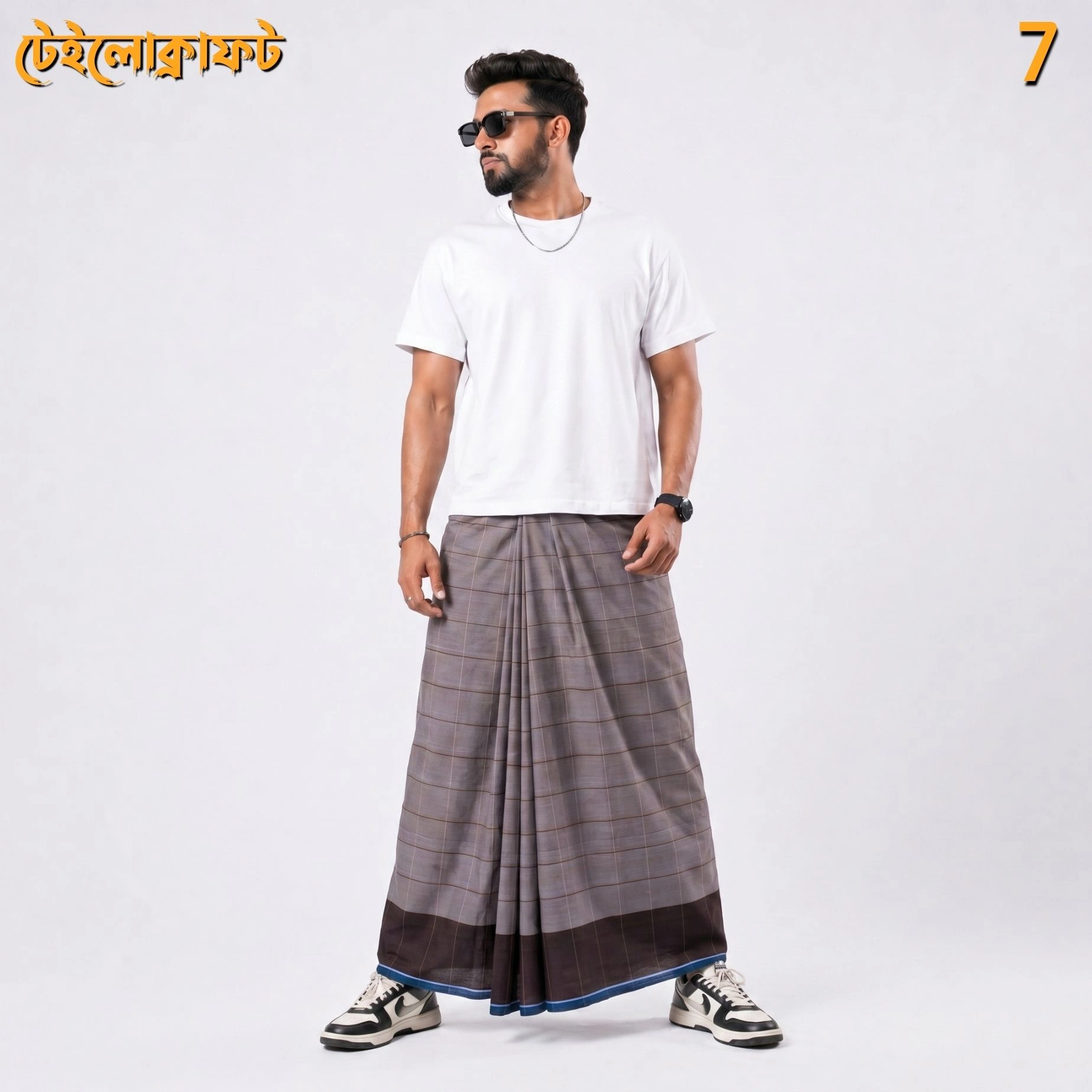 Tailocraft Men’s Pure Cotton Deep Lungi 5.5 Hand-7