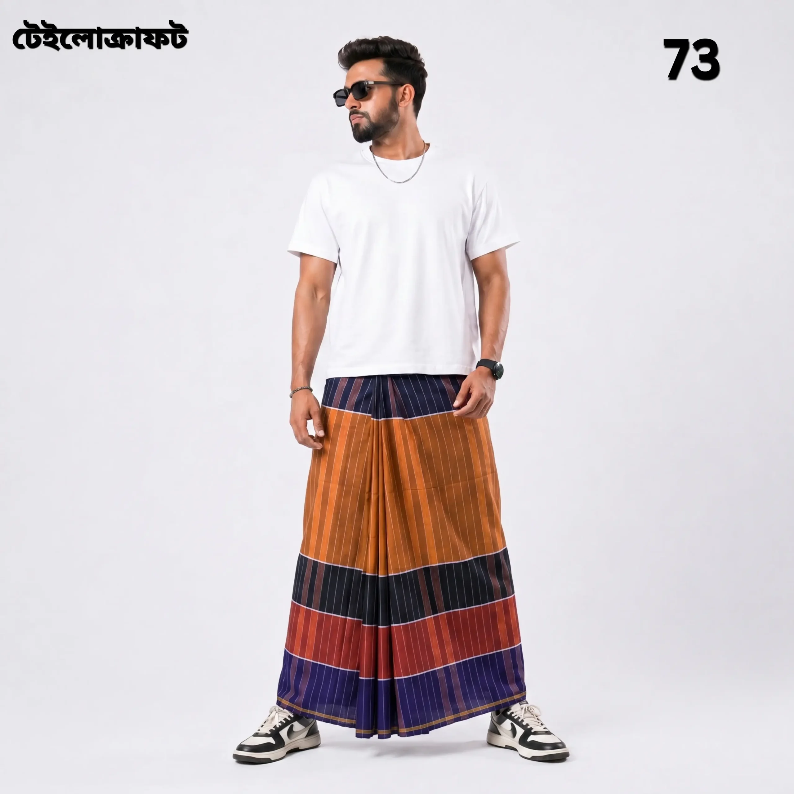Tailocraft Men’s Pure Cotton Deep Lungi 5.5 Hand- 73