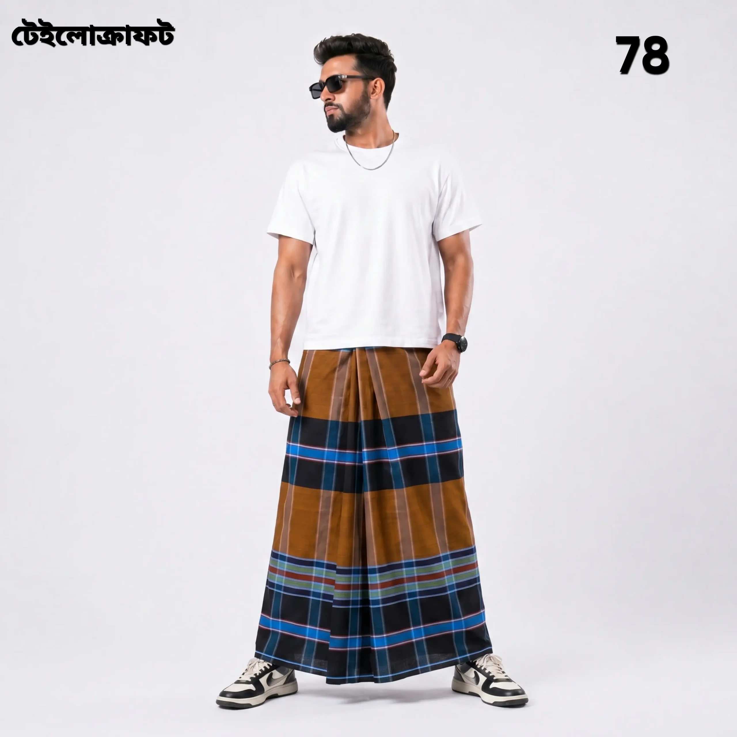 Tailocraft Men’s Pure Cotton Deep Lungi 5.5 Hand- 78
