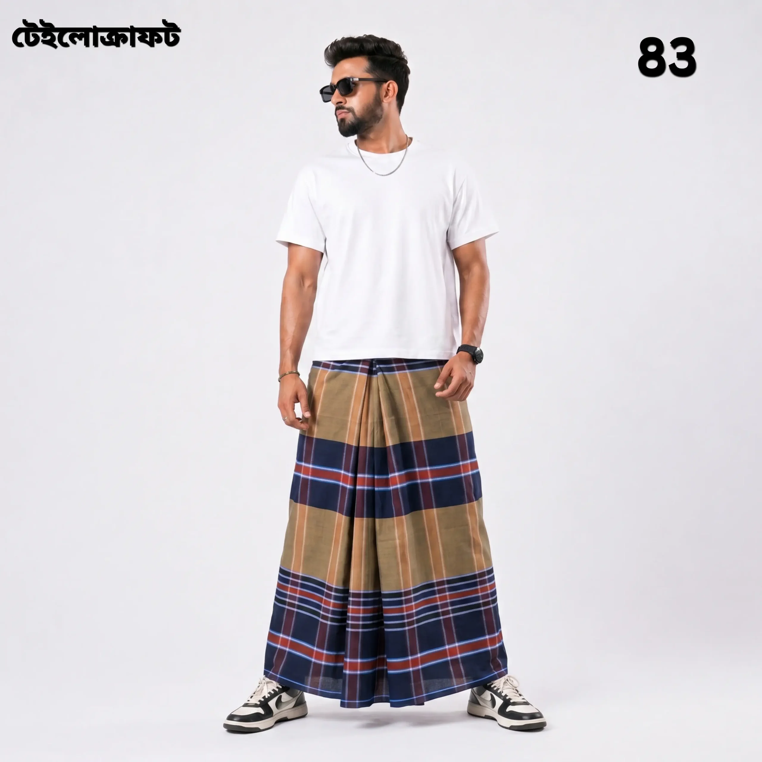 Tailocraft Men’s Pure Cotton Deep Lungi 5.5 Hand- 83