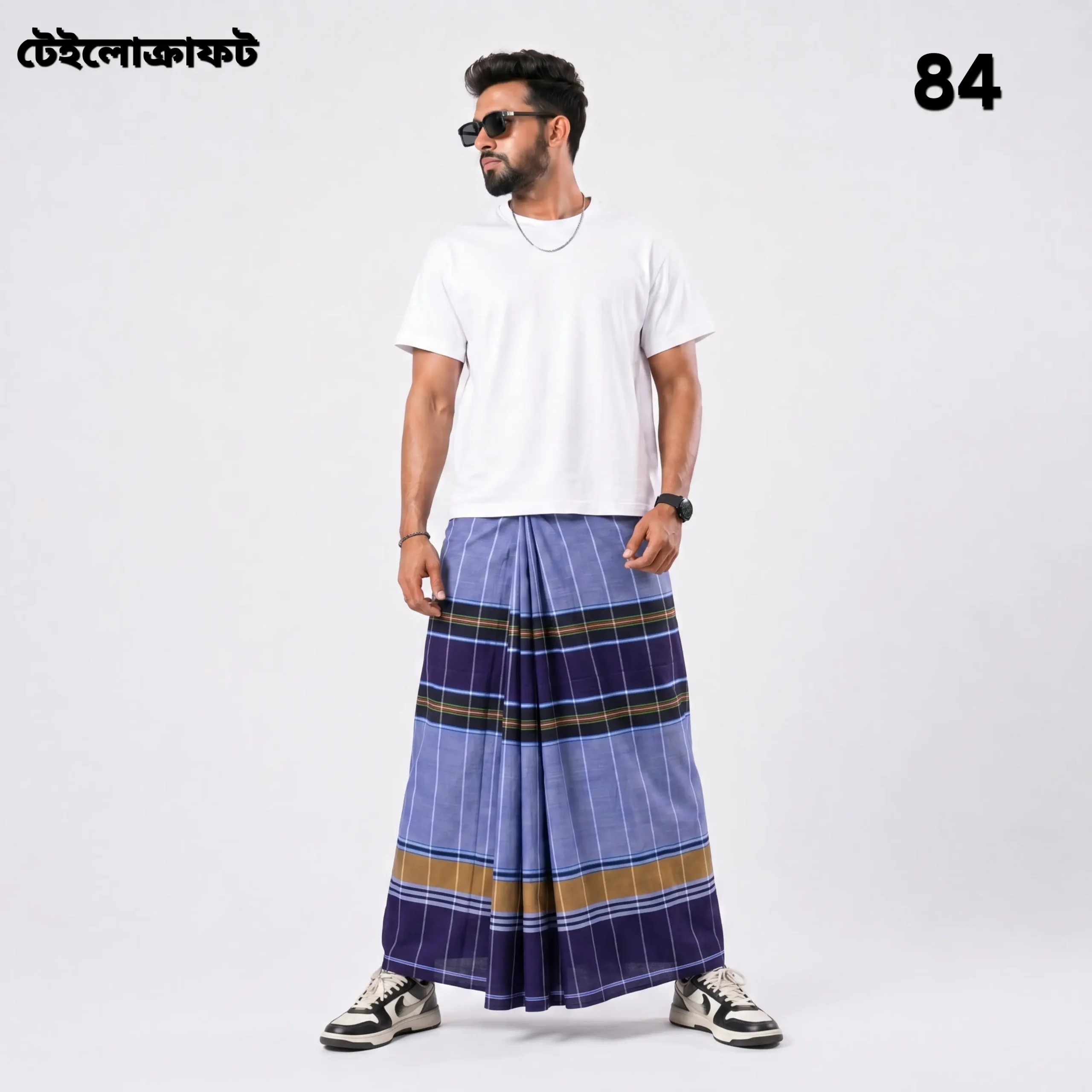 Tailocraft Men’s Pure Cotton Deep Lungi 5.5 Hand- 84