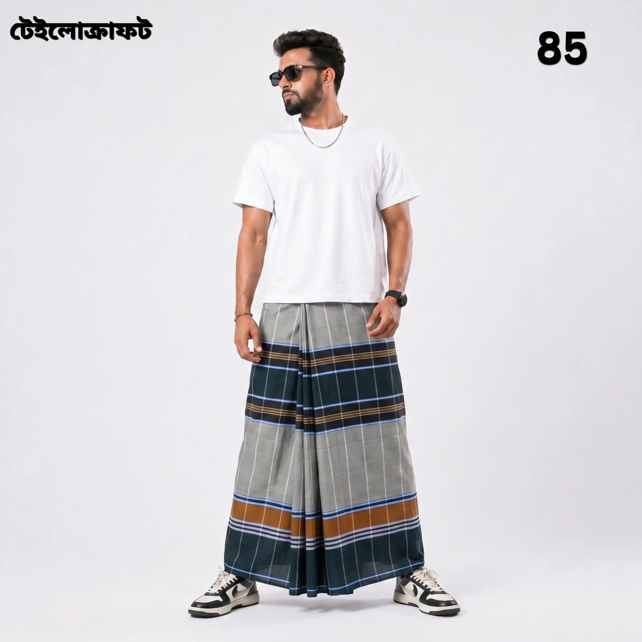 Tailocraft Men’s Pure Cotton Deep Lungi 5.5 Hand- 85