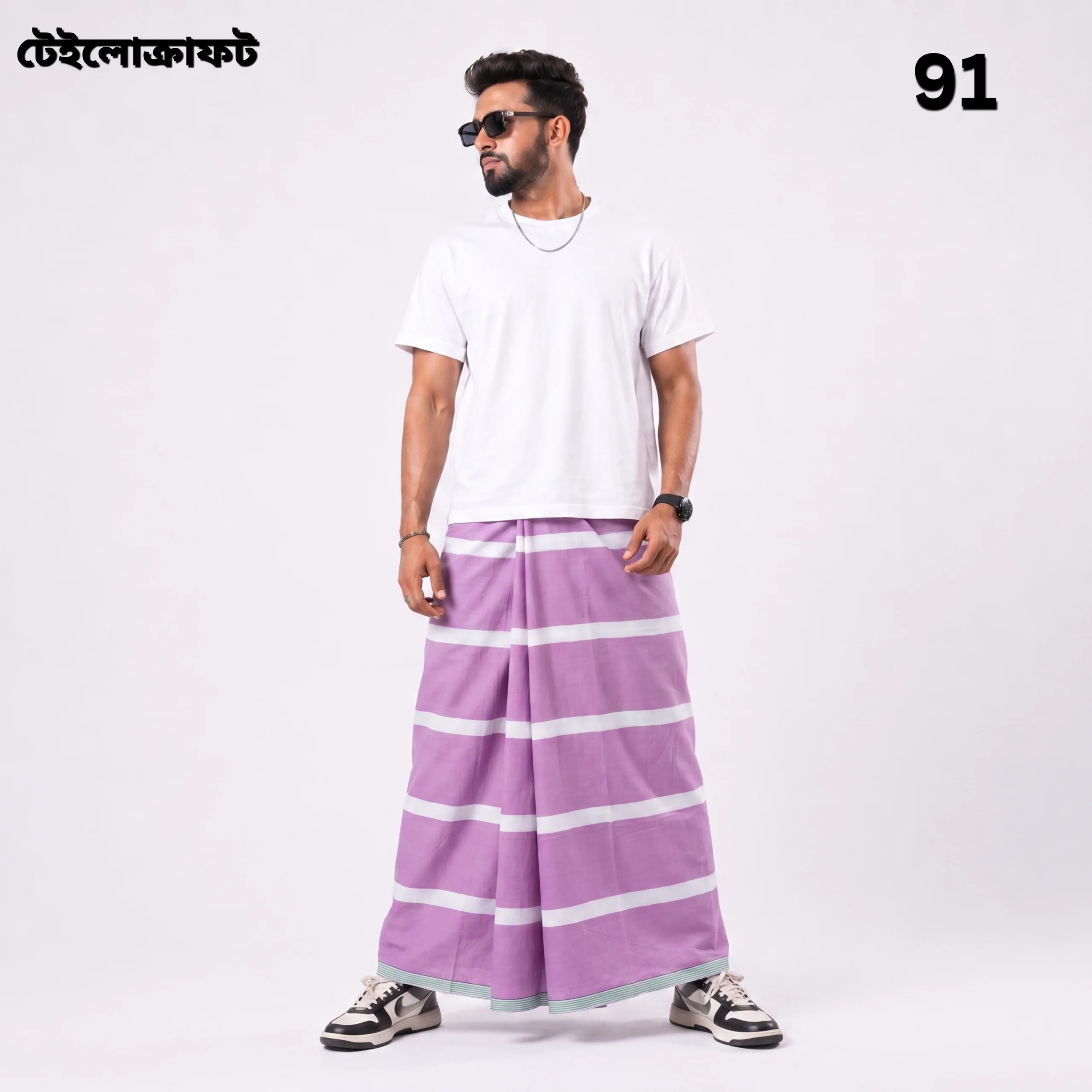 Tailocraft Men’s Pure Cotton Light Lungi 5.5 Hand-91