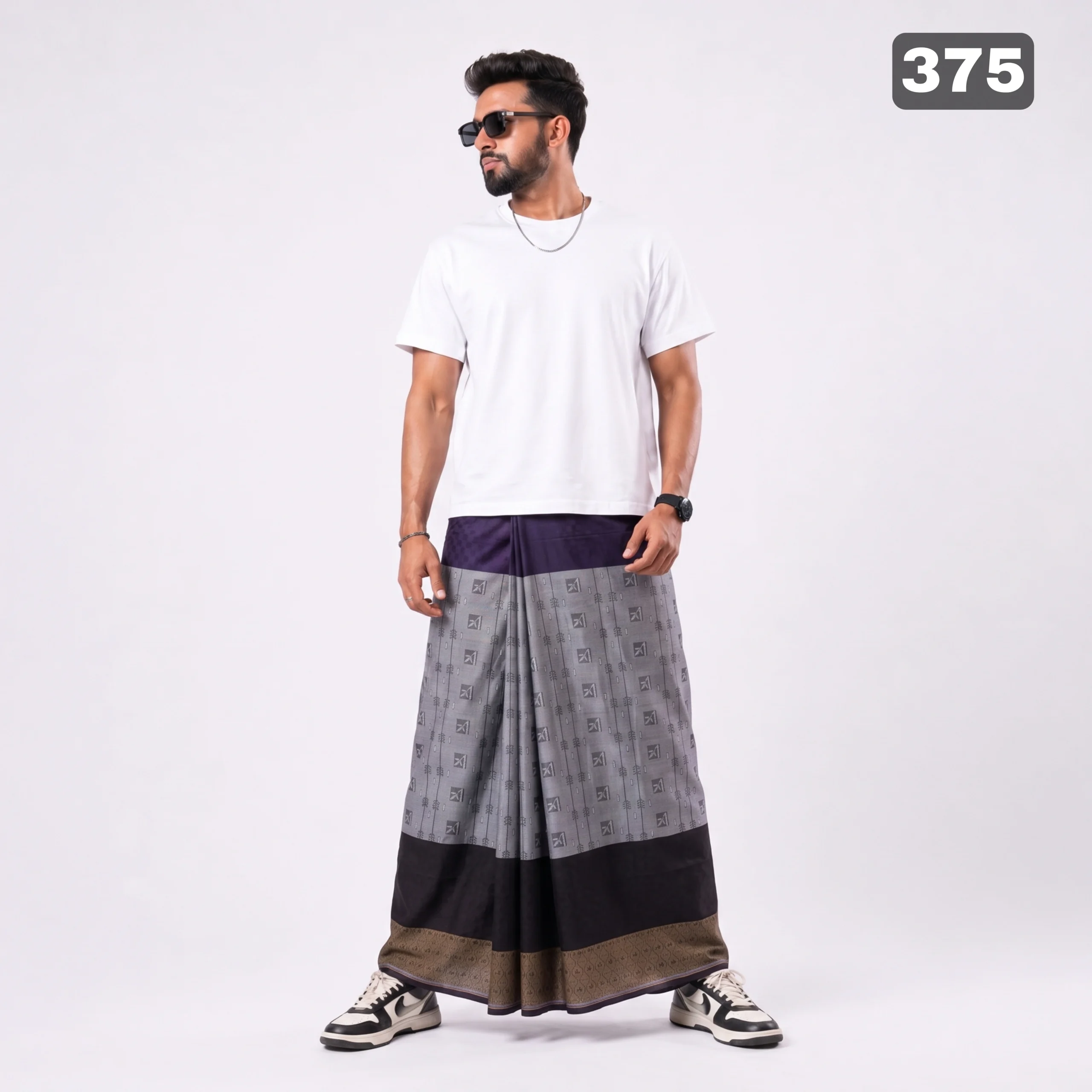 Tailocraft Men’s Pure Cotton Karukaj Lungi 5.5 Hand-375