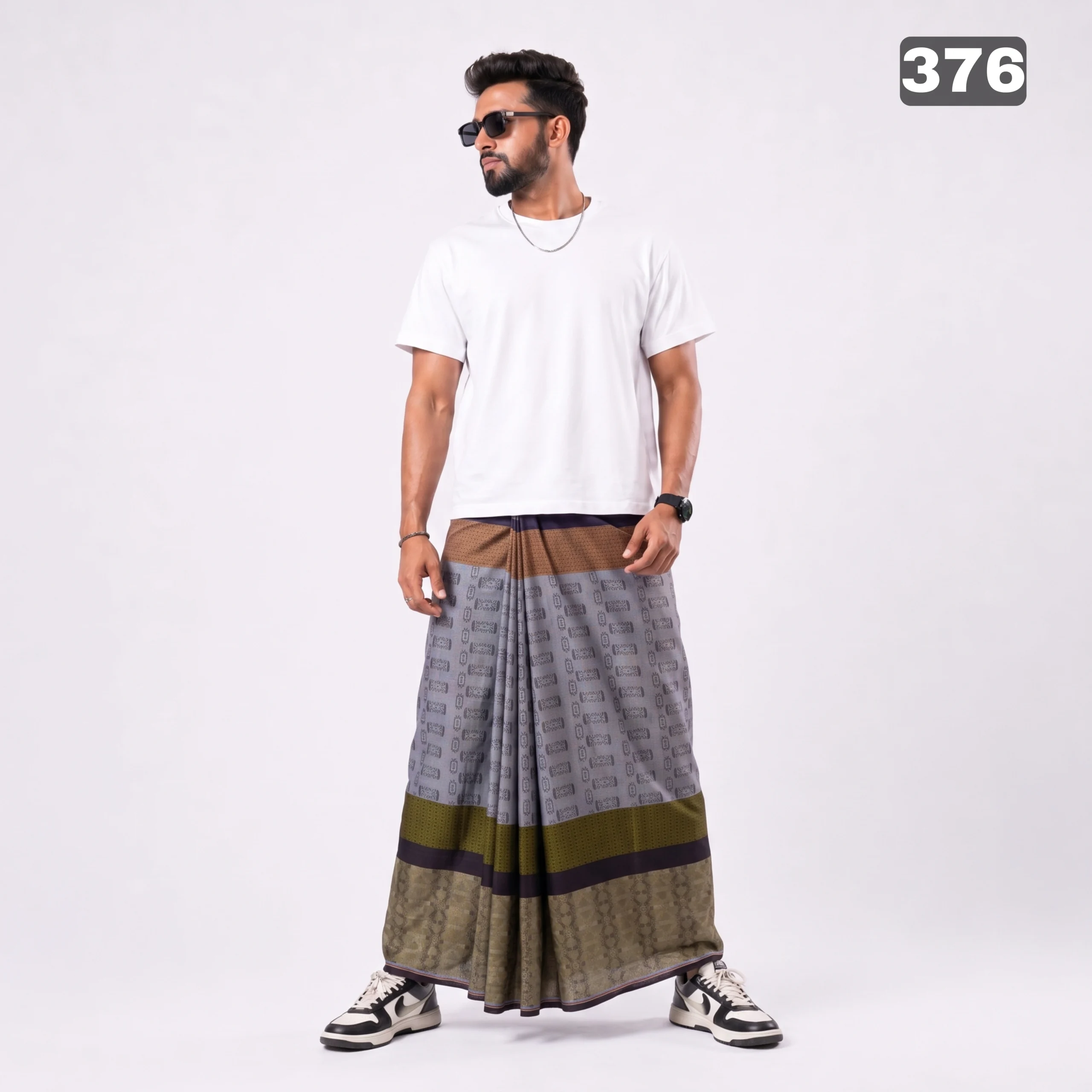 Tailocraft Men’s Pure Cotton Karukaj Lungi 5.5 Hand-376