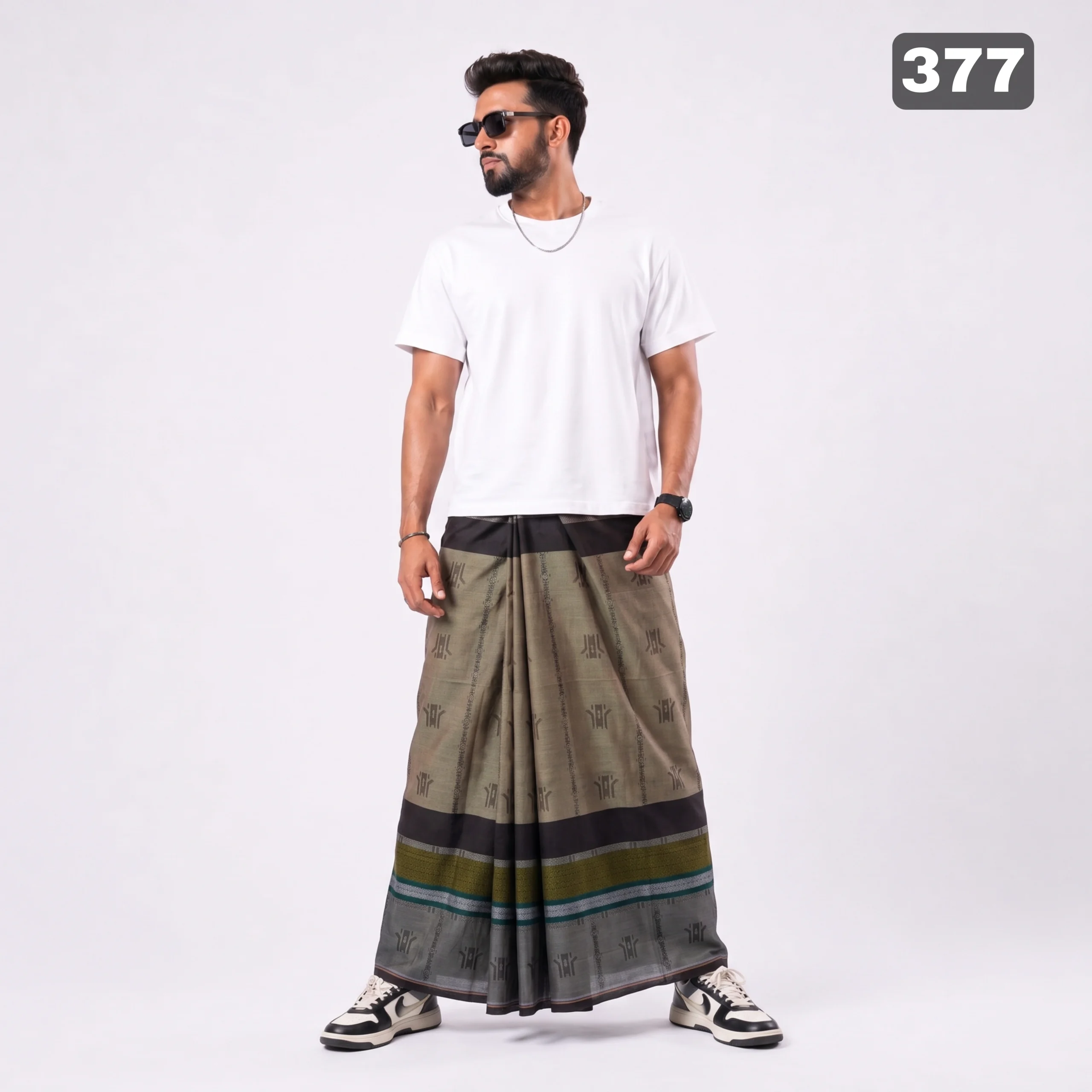 Tailocraft Men’s Pure Cotton Karukaj Lungi 5.5 Hand-377