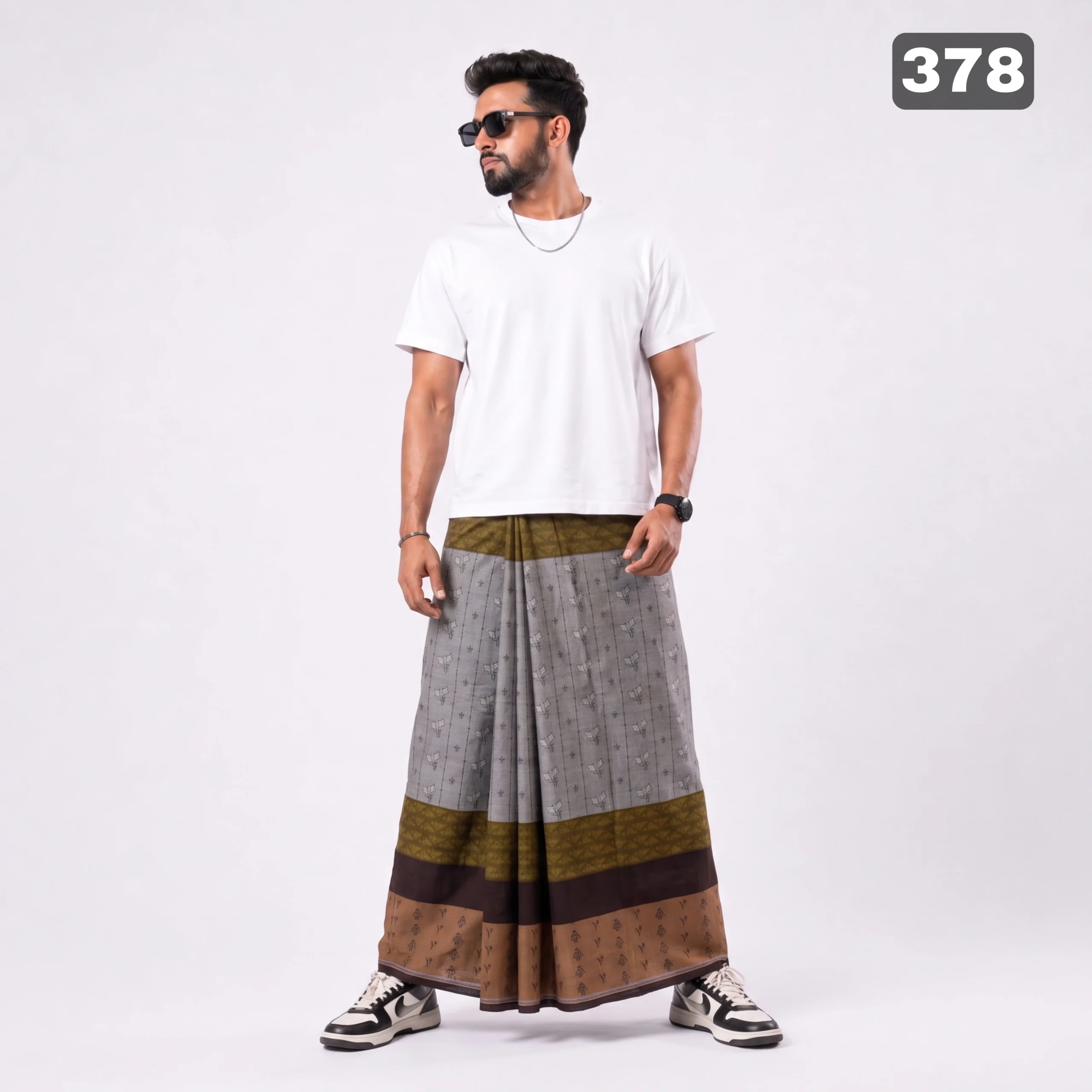 Tailocraft Men’s Pure Cotton Karukaj Lungi 5.5 Hand-378