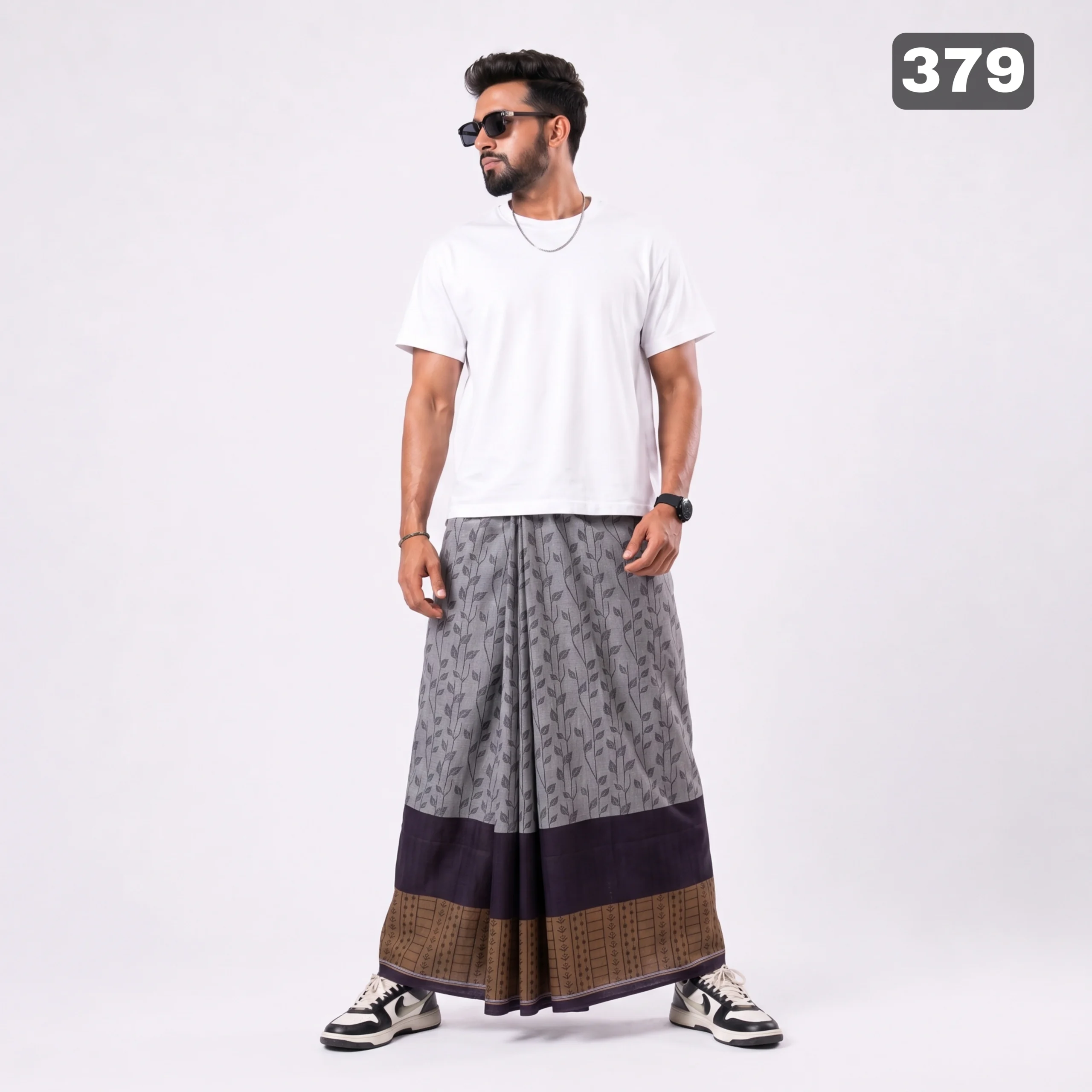 Tailocraft Men’s Pure Cotton Karukaj Lungi 5.5 Hand-379