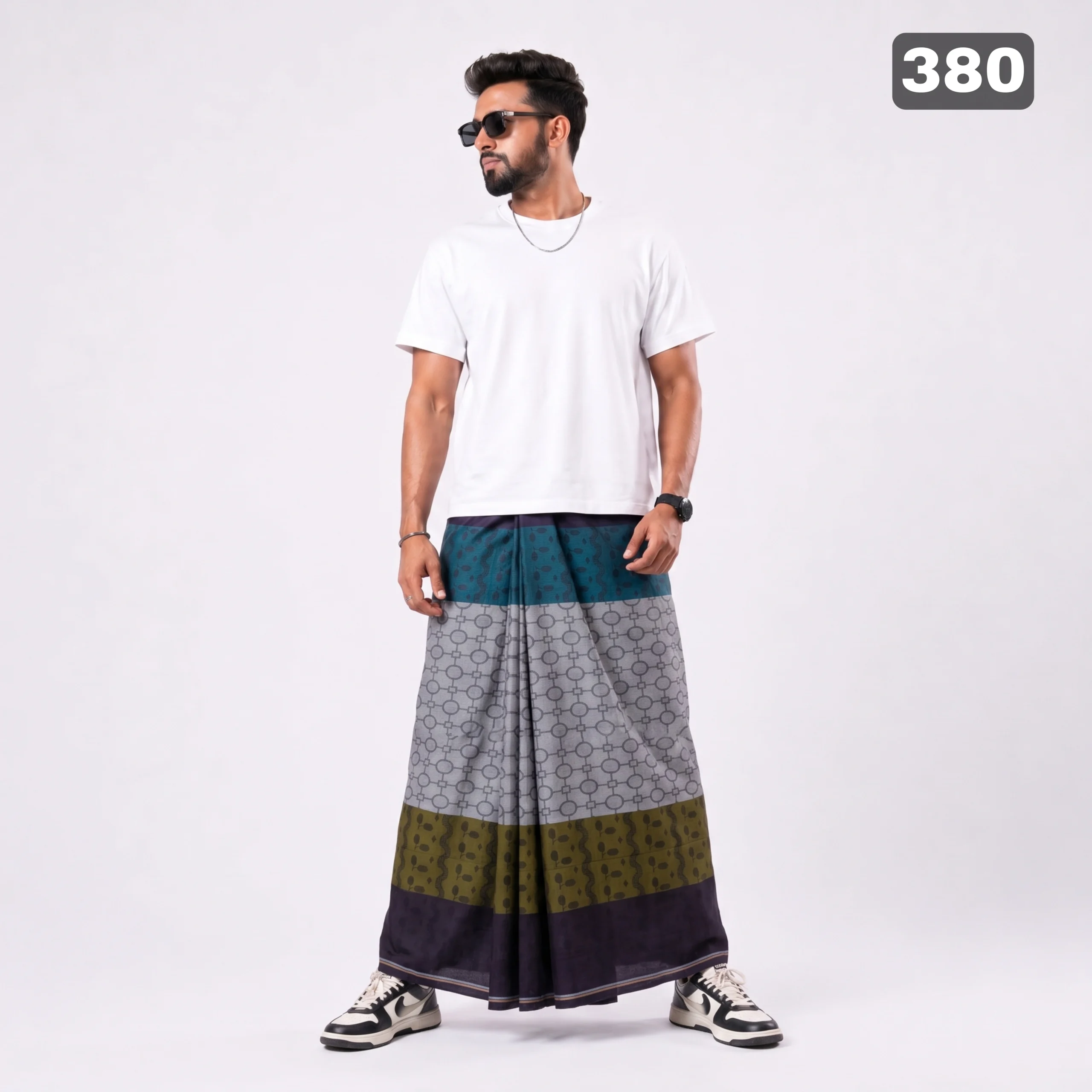 Tailocraft Men’s Pure Cotton Karukaj Lungi 5.5 Hand-380