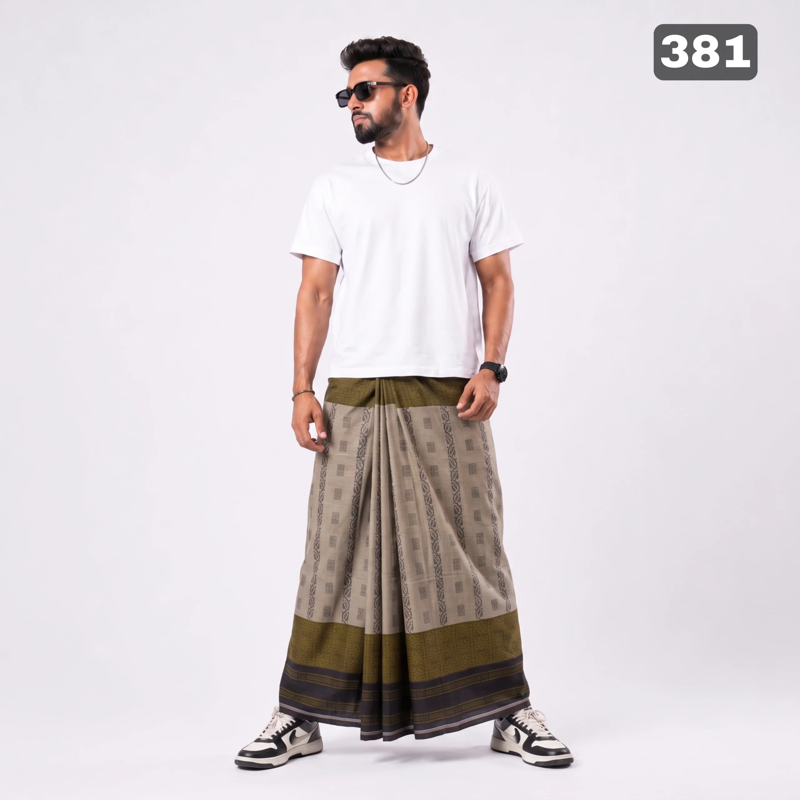 Tailocraft Men’s Pure Cotton Karukaj Lungi 5.5 Hand-381