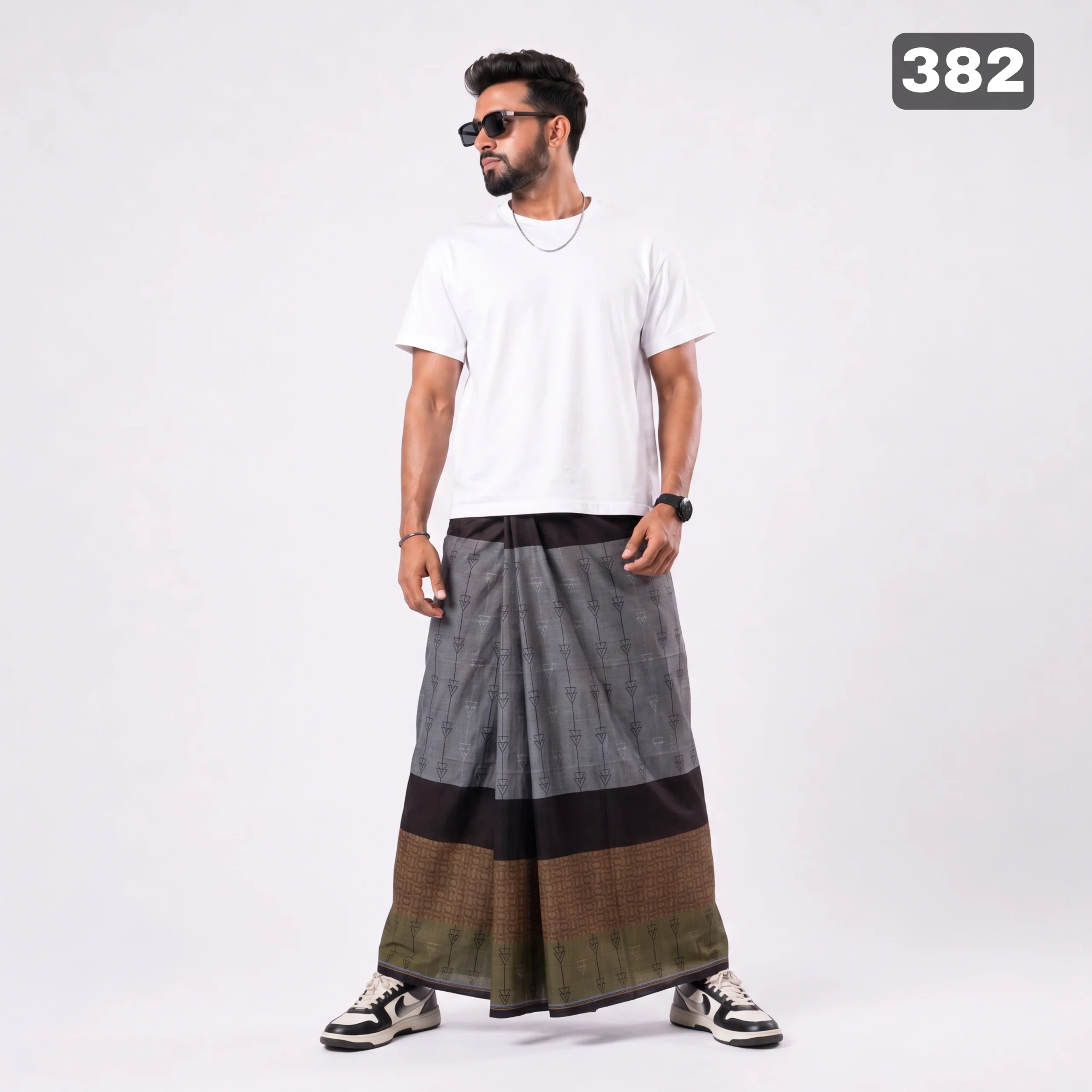 Tailocraft Men’s Pure Cotton Karukaj Lungi 5.5 Hand-382