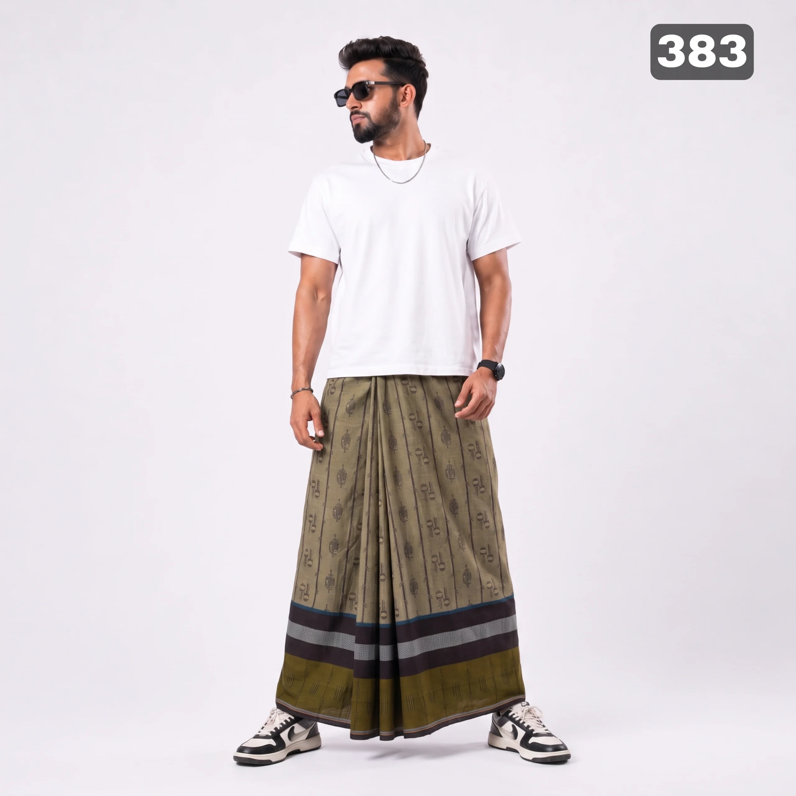 Tailocraft Men’s Pure Cotton Karukaj Lungi 5.5 Hand-383